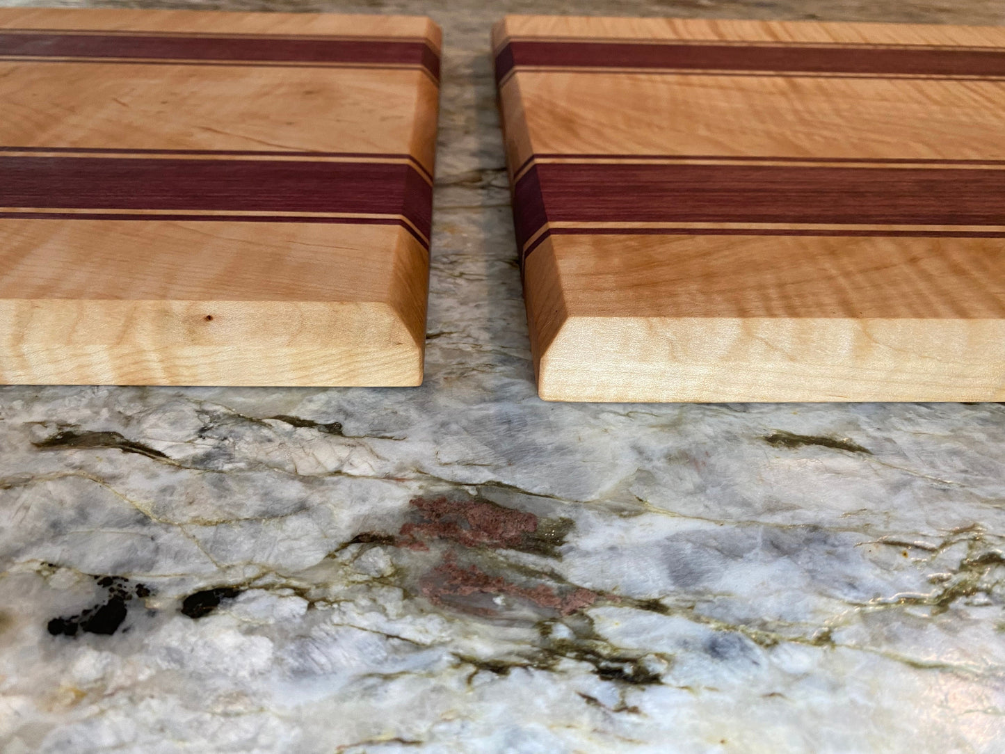 Curly Maple with Purple Heart stripes cutting board