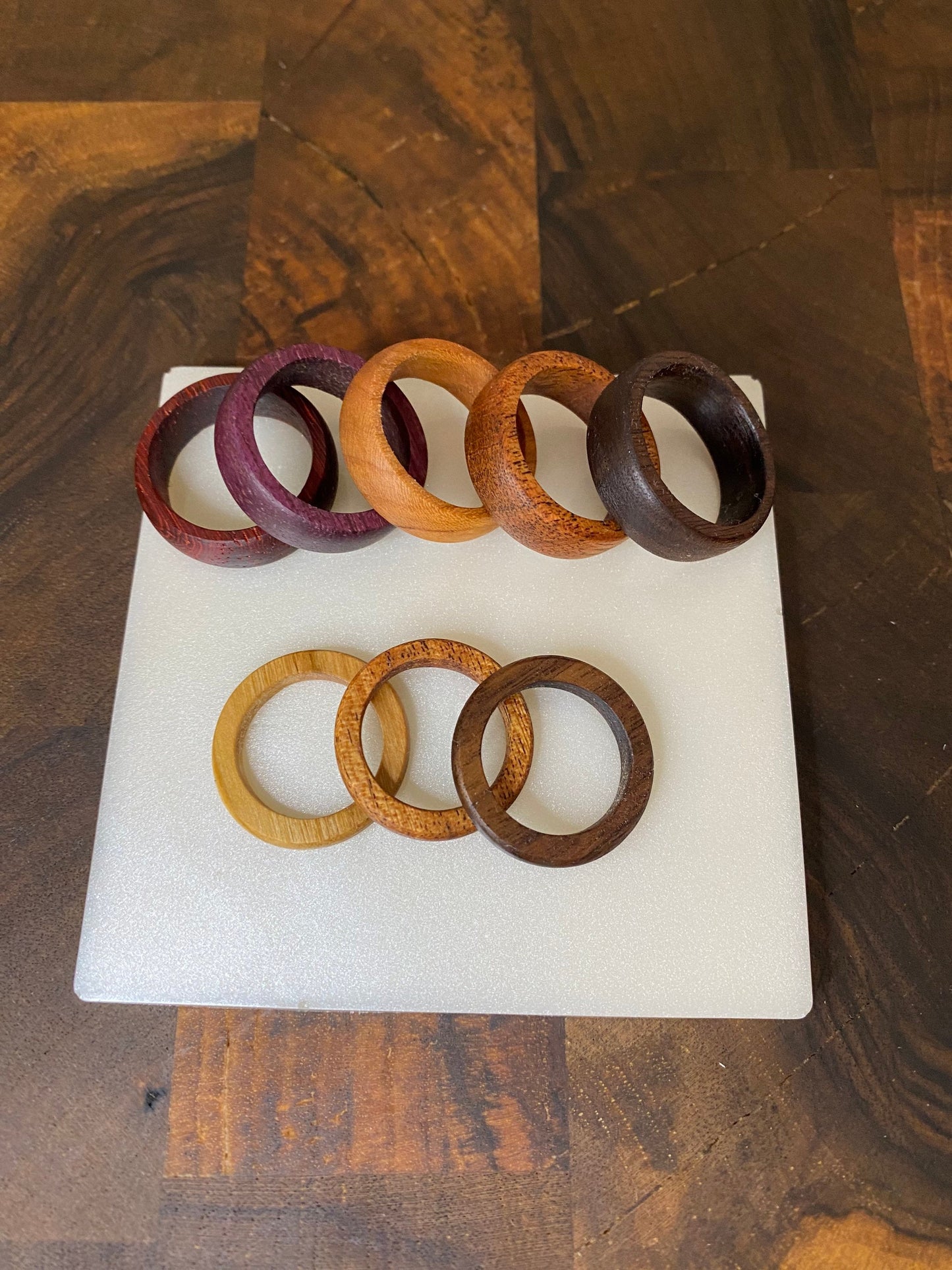 Handmade wood ring - men and women sizes from many types of wood