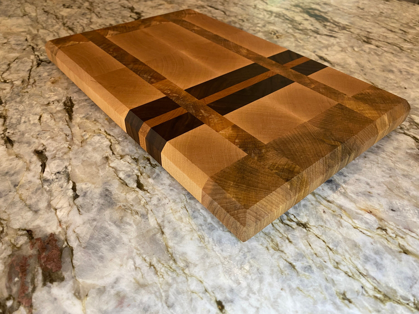 Walnut, Maple, Figured Maple and Cherry end grain bar board