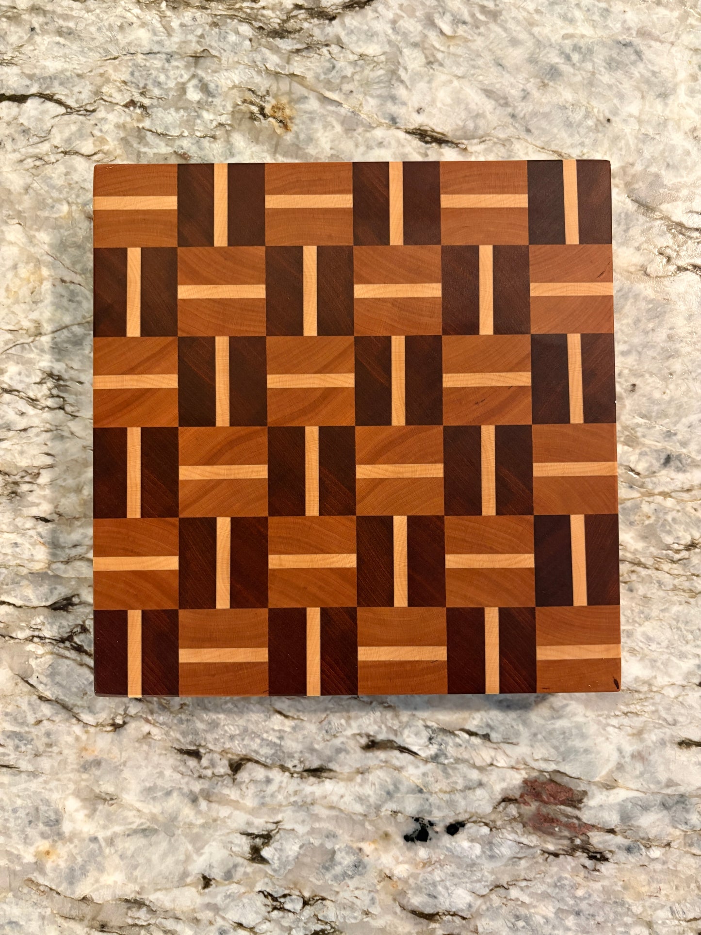 Basketweave end grain cutting board/chopping block Sapele, Cherry and Maple