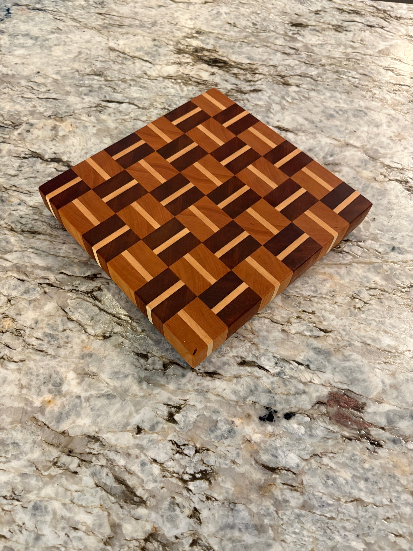 Basketweave end grain cutting board/chopping block Sapele, Cherry and Maple