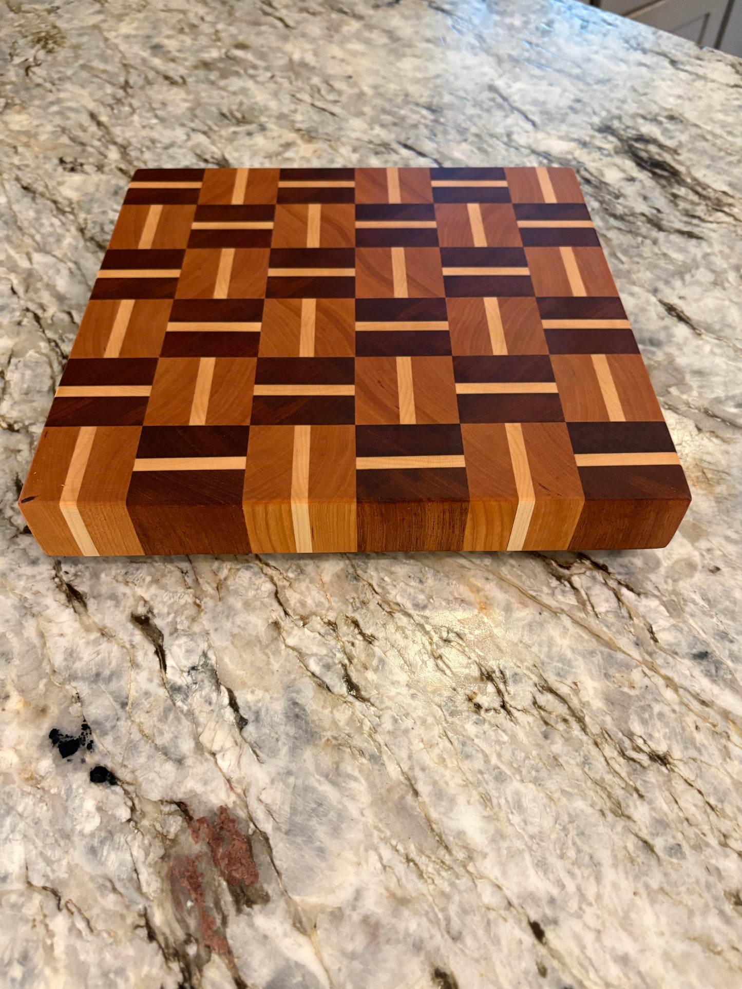 Basketweave end grain cutting board/chopping block Sapele, Cherry and Maple
