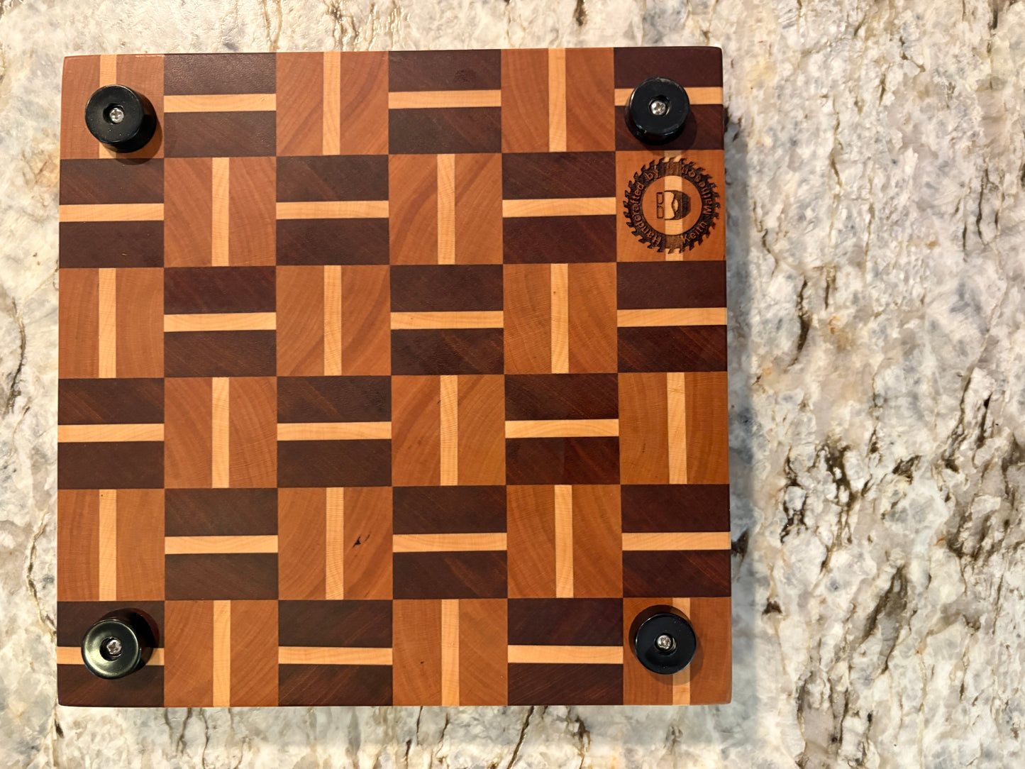 Basketweave end grain cutting board/chopping block Sapele, Cherry and Maple