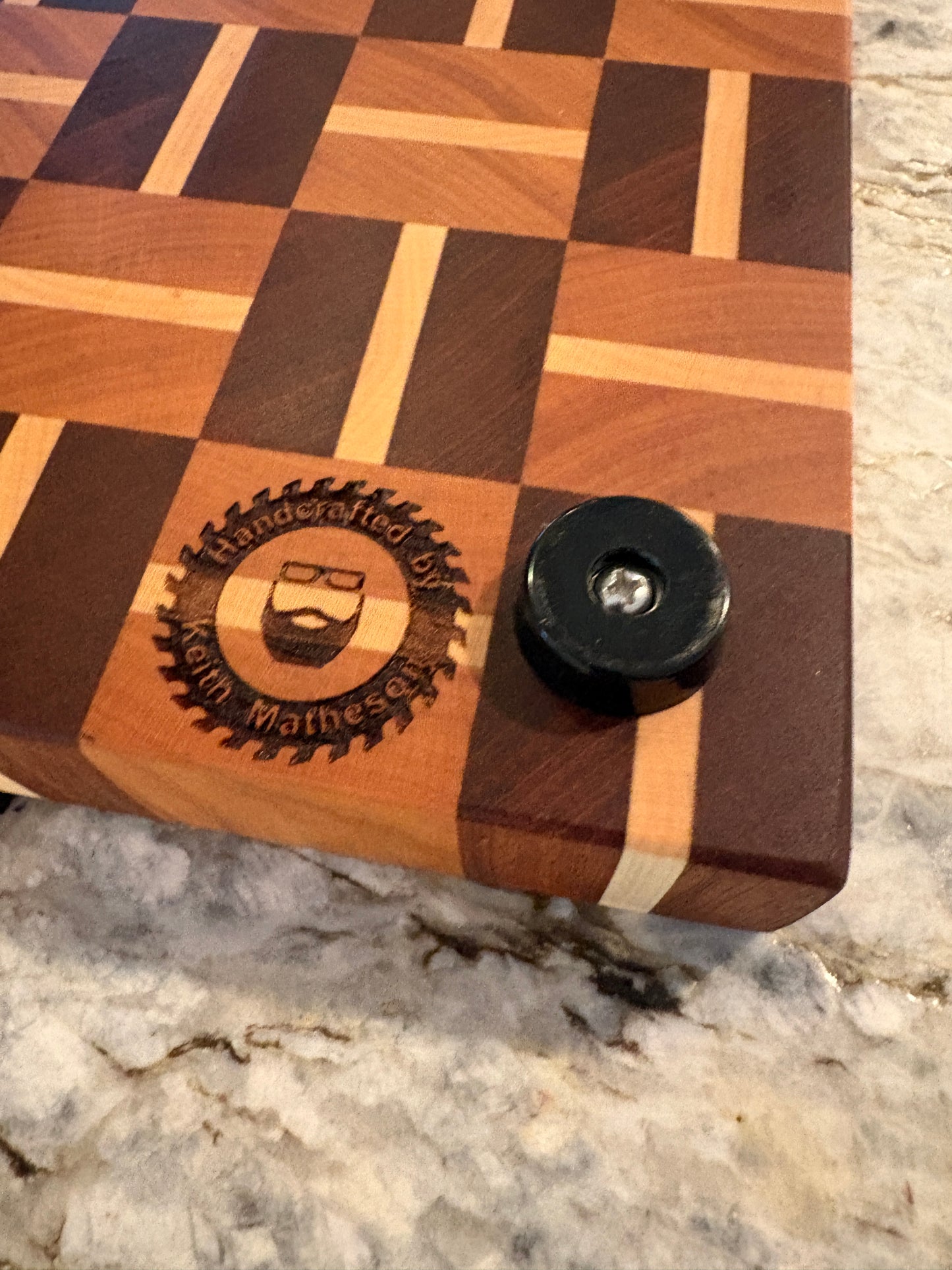 Basketweave end grain cutting board/chopping block Sapele, Cherry and Maple