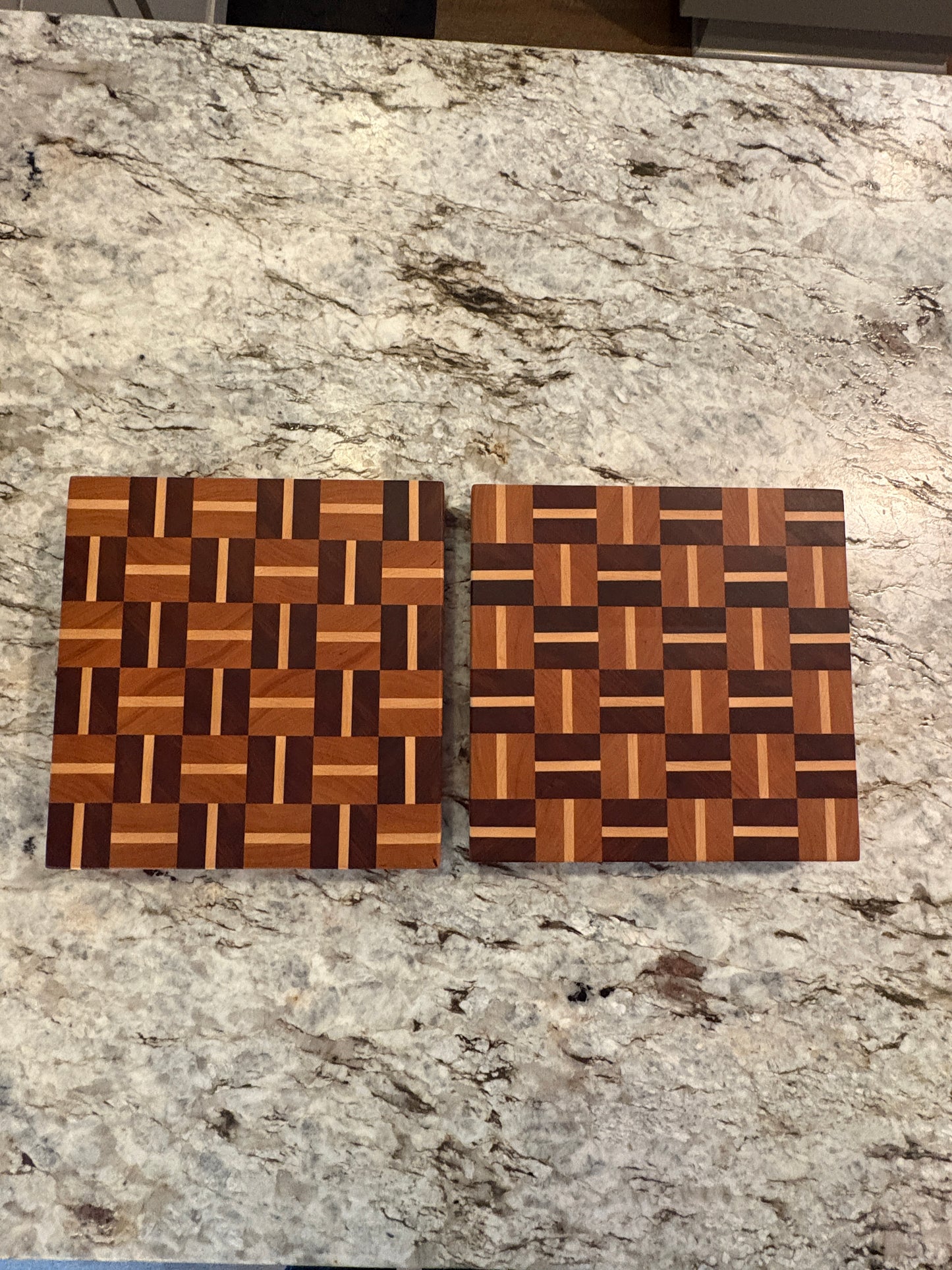 Basketweave end grain cutting board/chopping block Sapele, Cherry and Maple