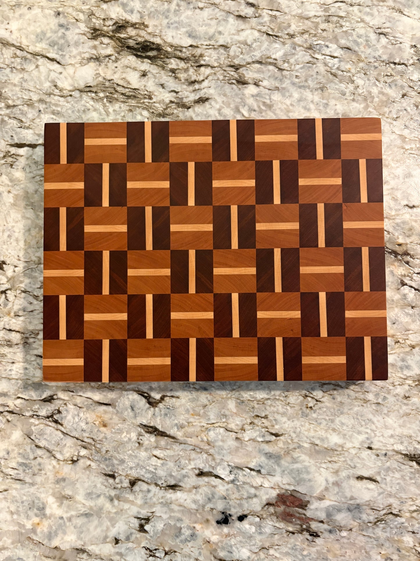 Basketweave end grain cutting board/chopping block Sapele, Cherry and Maple