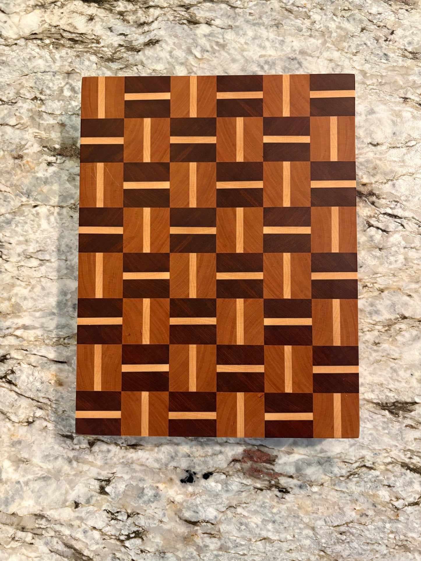 Basketweave end grain cutting board/chopping block Sapele, Cherry and Maple