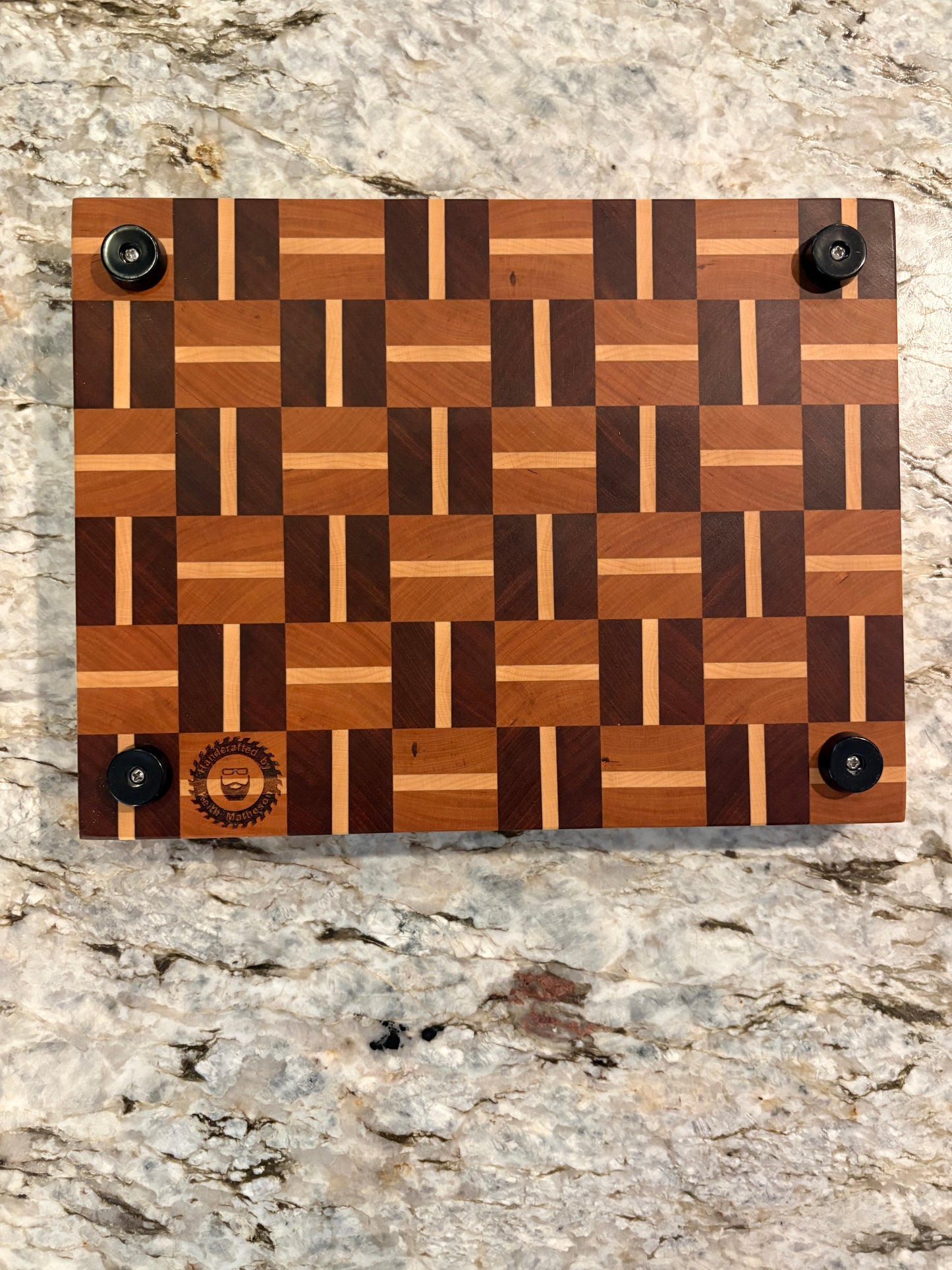 Basketweave end grain cutting board/chopping block Sapele, Cherry and Maple