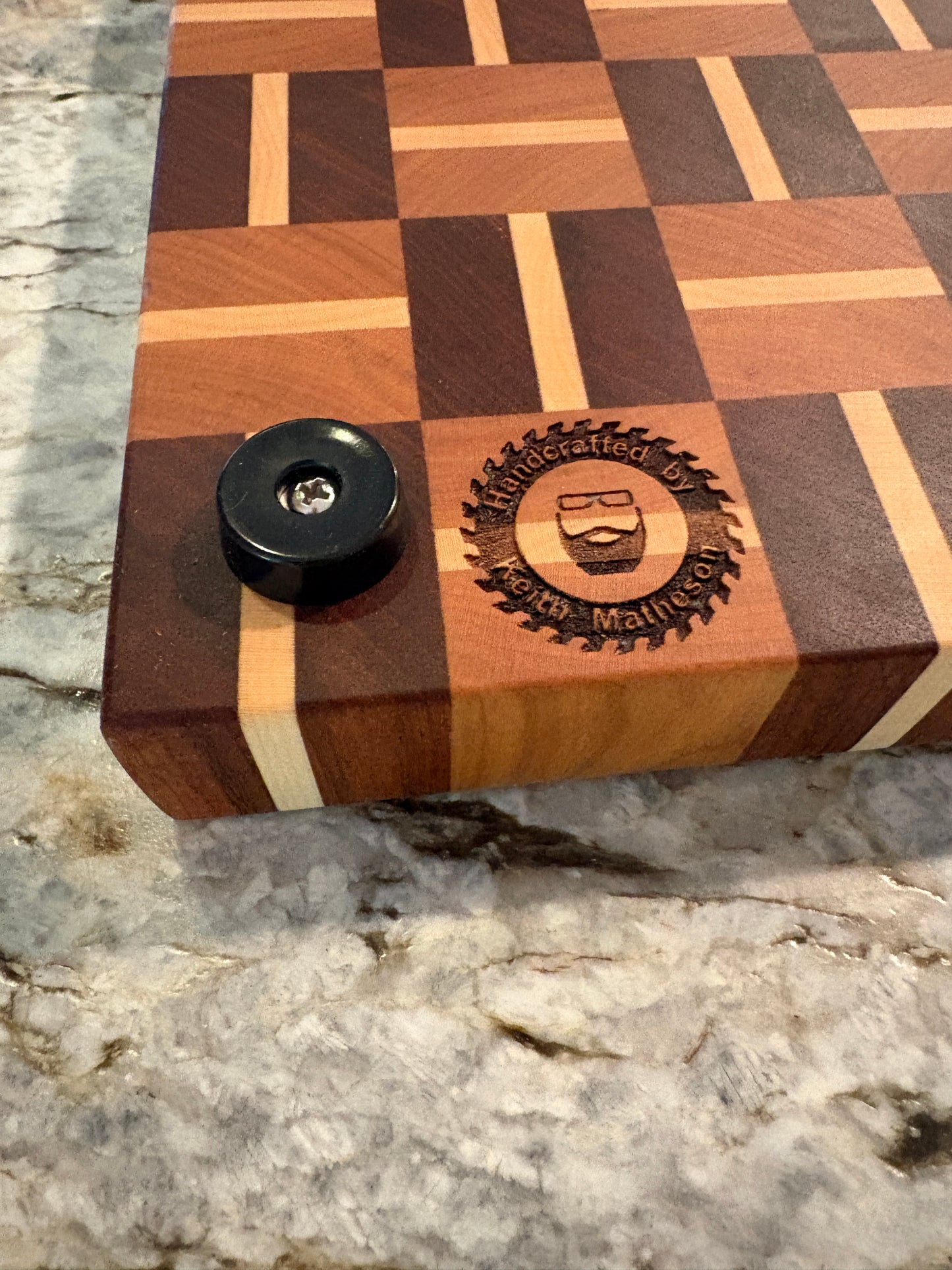 Basketweave end grain cutting board/chopping block Sapele, Cherry and Maple