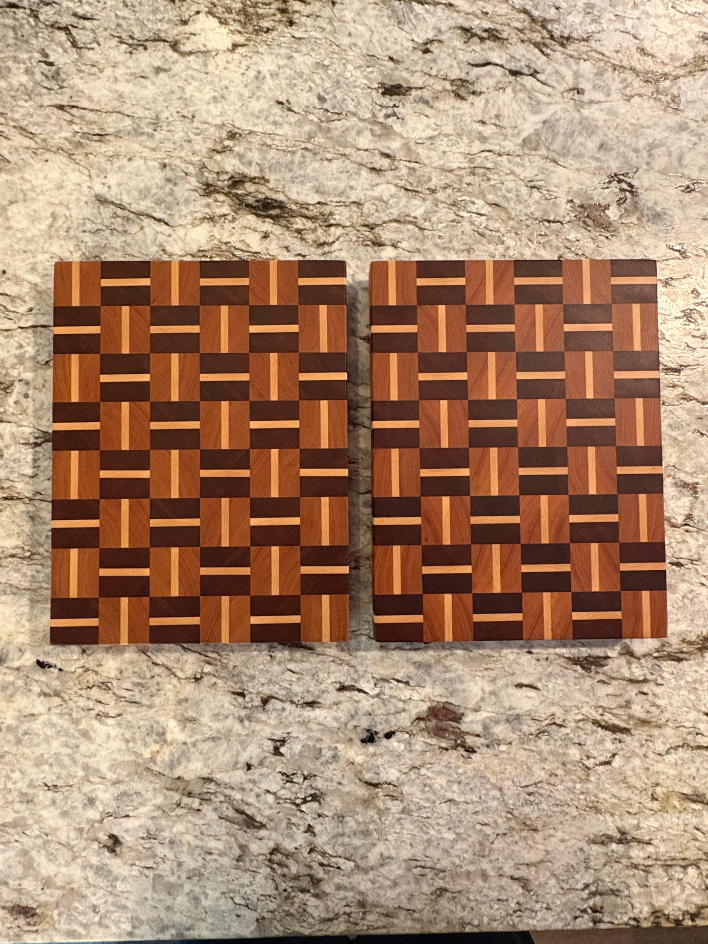 Basketweave end grain cutting board/chopping block Sapele, Cherry and Maple