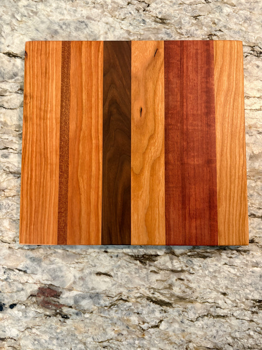 Cherry, Purple Heart, Walnut, and Sapele Cutting Board
