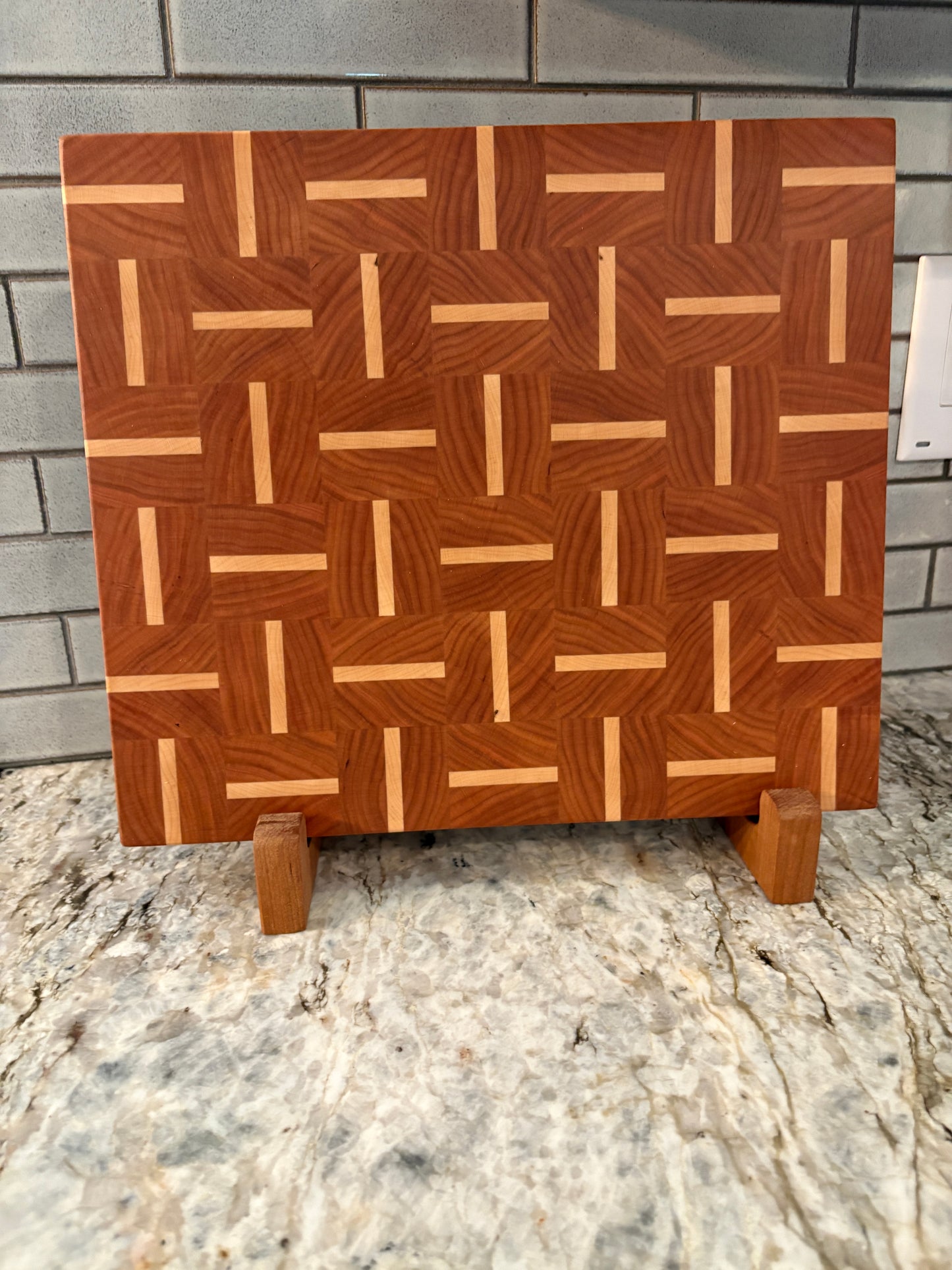 Basket Weave End Grain Brisket board (Cherry and Maple)