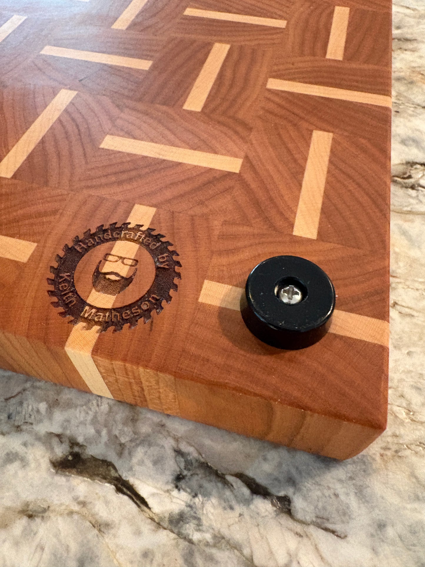 Basket Weave End Grain Brisket board with juice groove (Cherry and Maple)