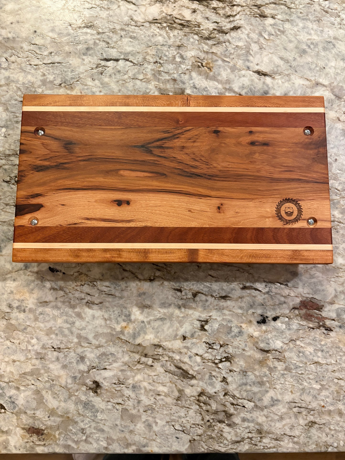 Spalted Maple, Sapele, Maple, and Cherry Serving/Charcuterie Board with handles