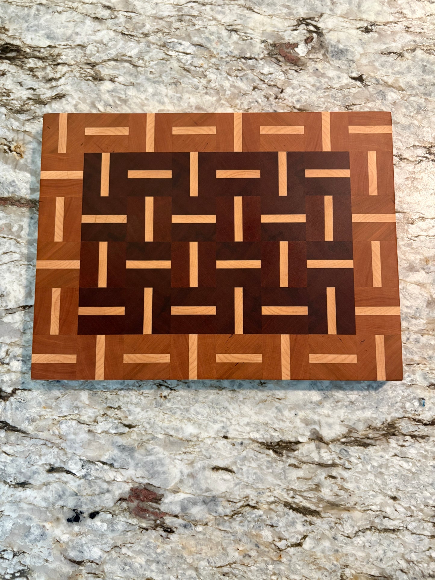 Basketweave end grain cutting board/chopping block Sapele, Cherry and Maple