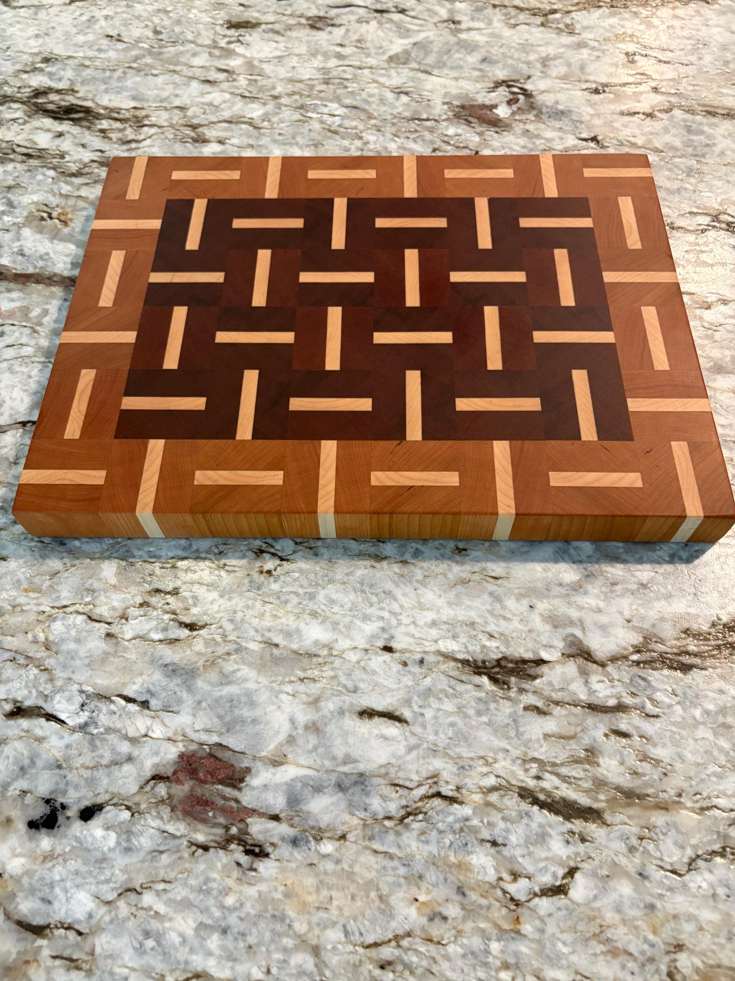 Basketweave end grain cutting board/chopping block Sapele, Cherry and Maple
