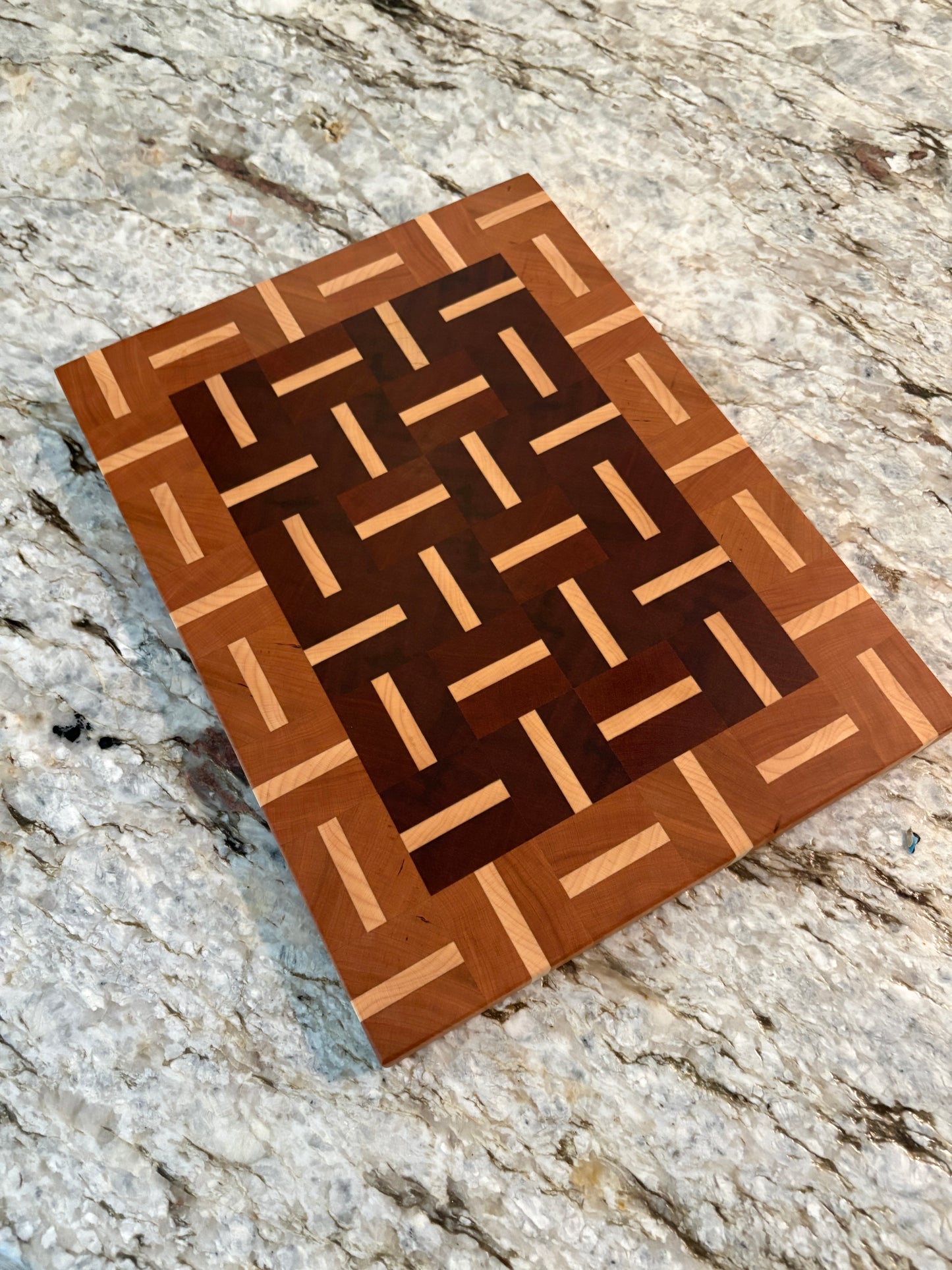 Basketweave end grain cutting board/chopping block Sapele, Cherry and Maple