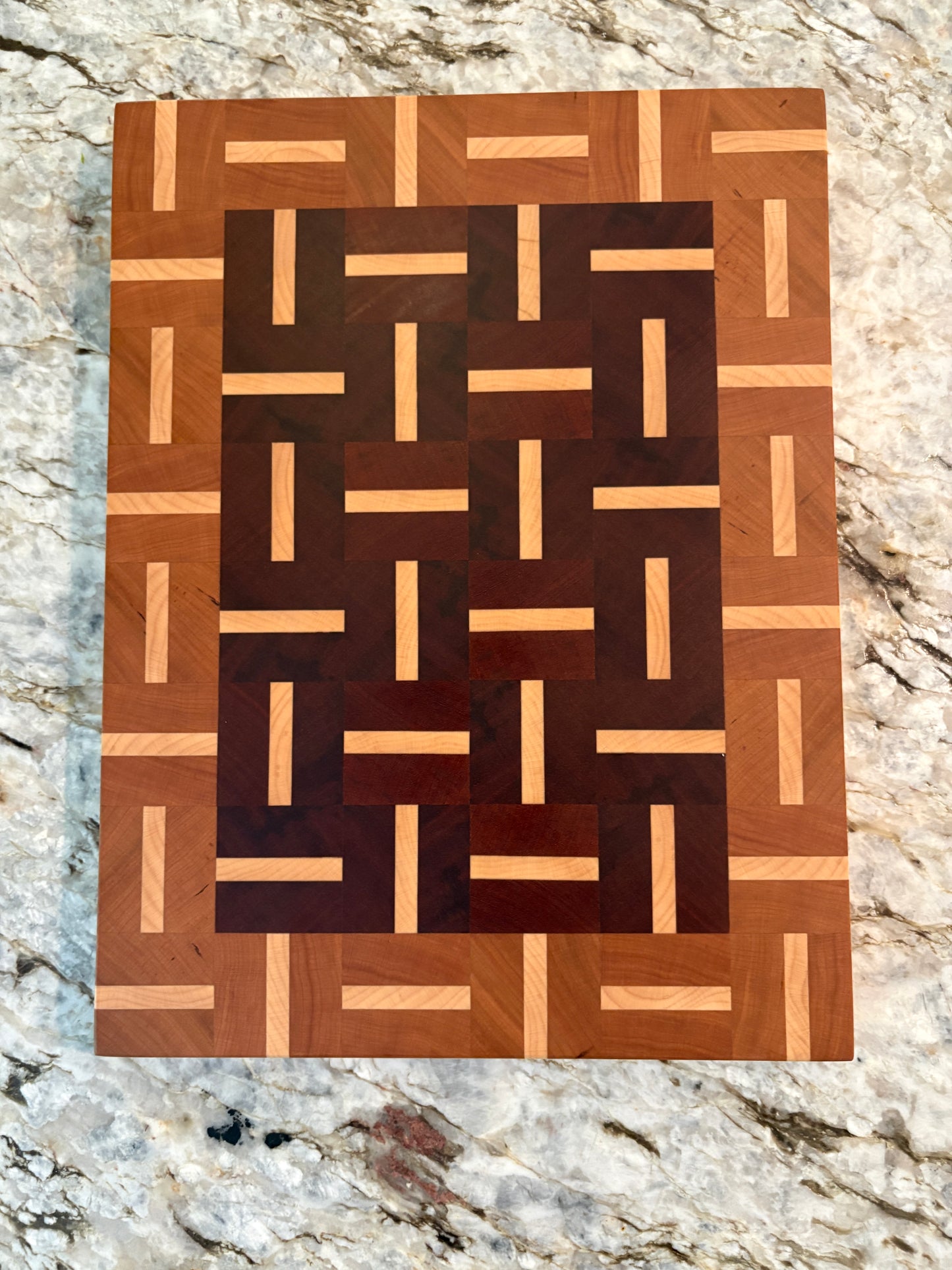 Basketweave end grain cutting board/chopping block Sapele, Cherry and Maple