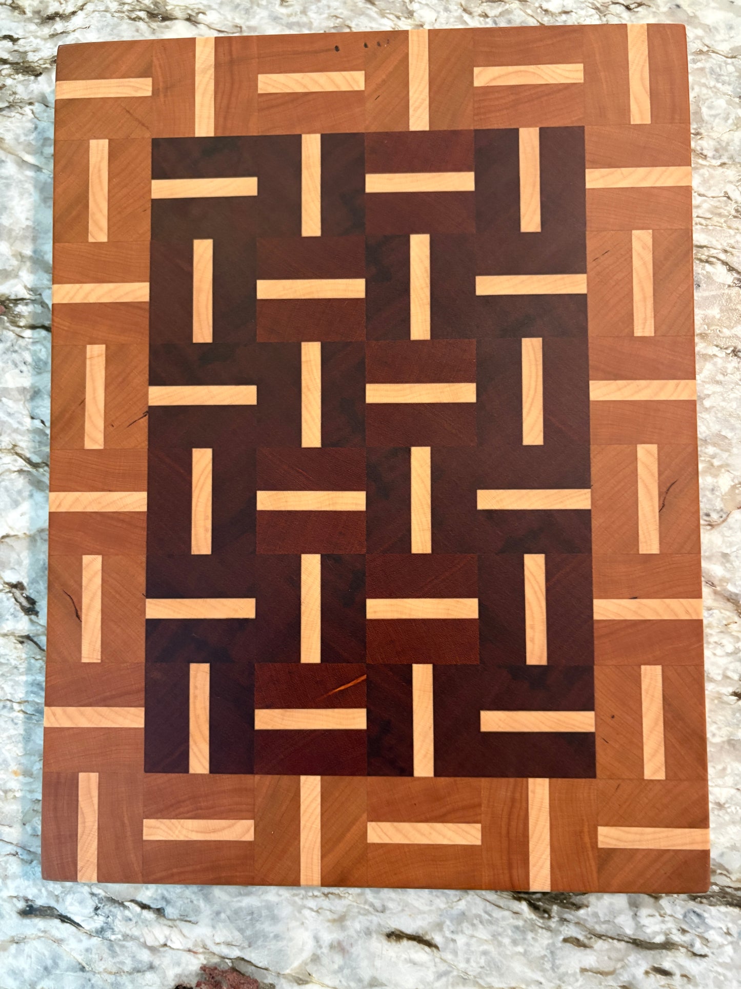Basketweave end grain cutting board/chopping block Sapele, Cherry and Maple