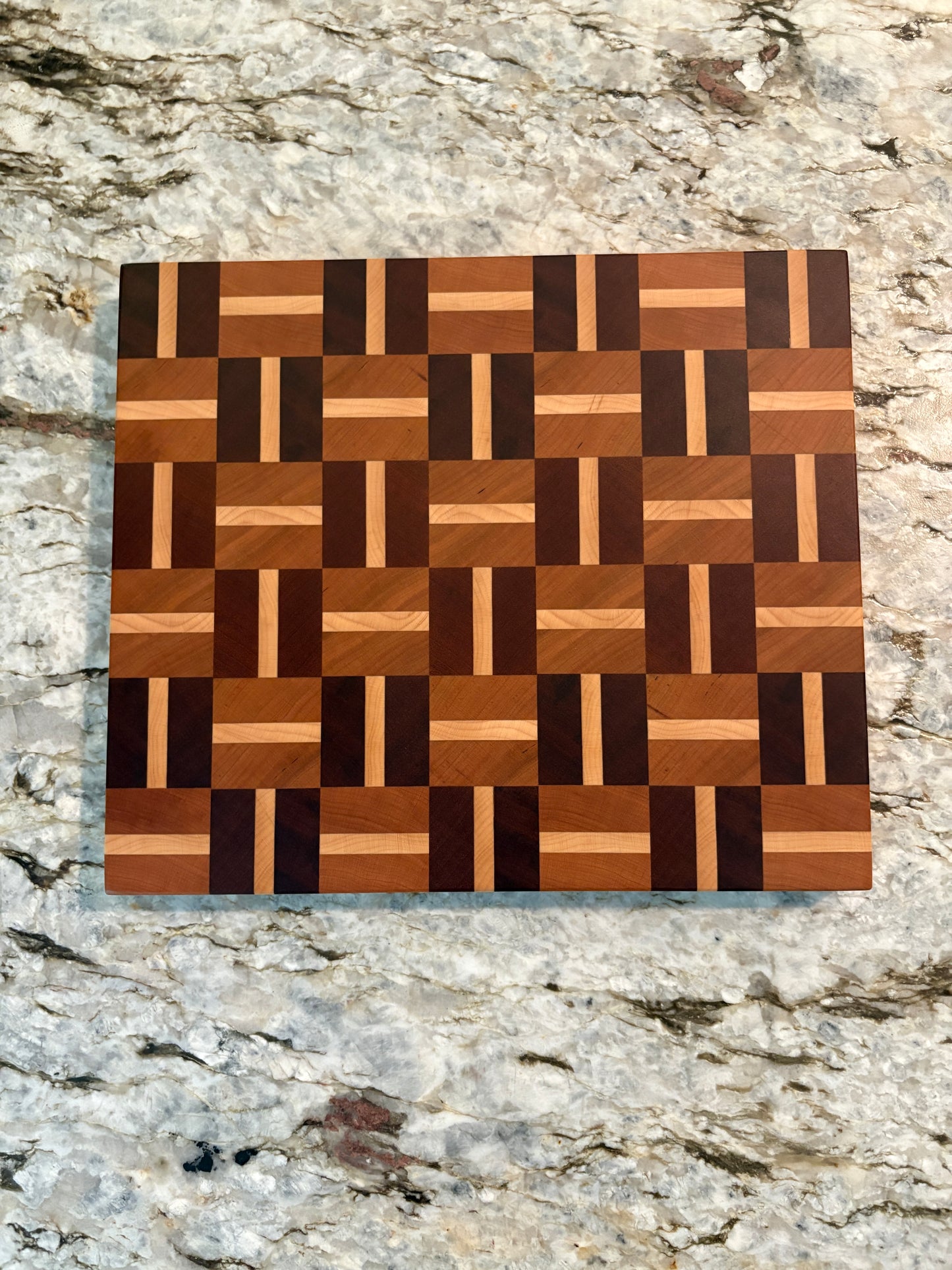 Basketweave end grain cutting board/chopping block Sapele, Cherry and Maple