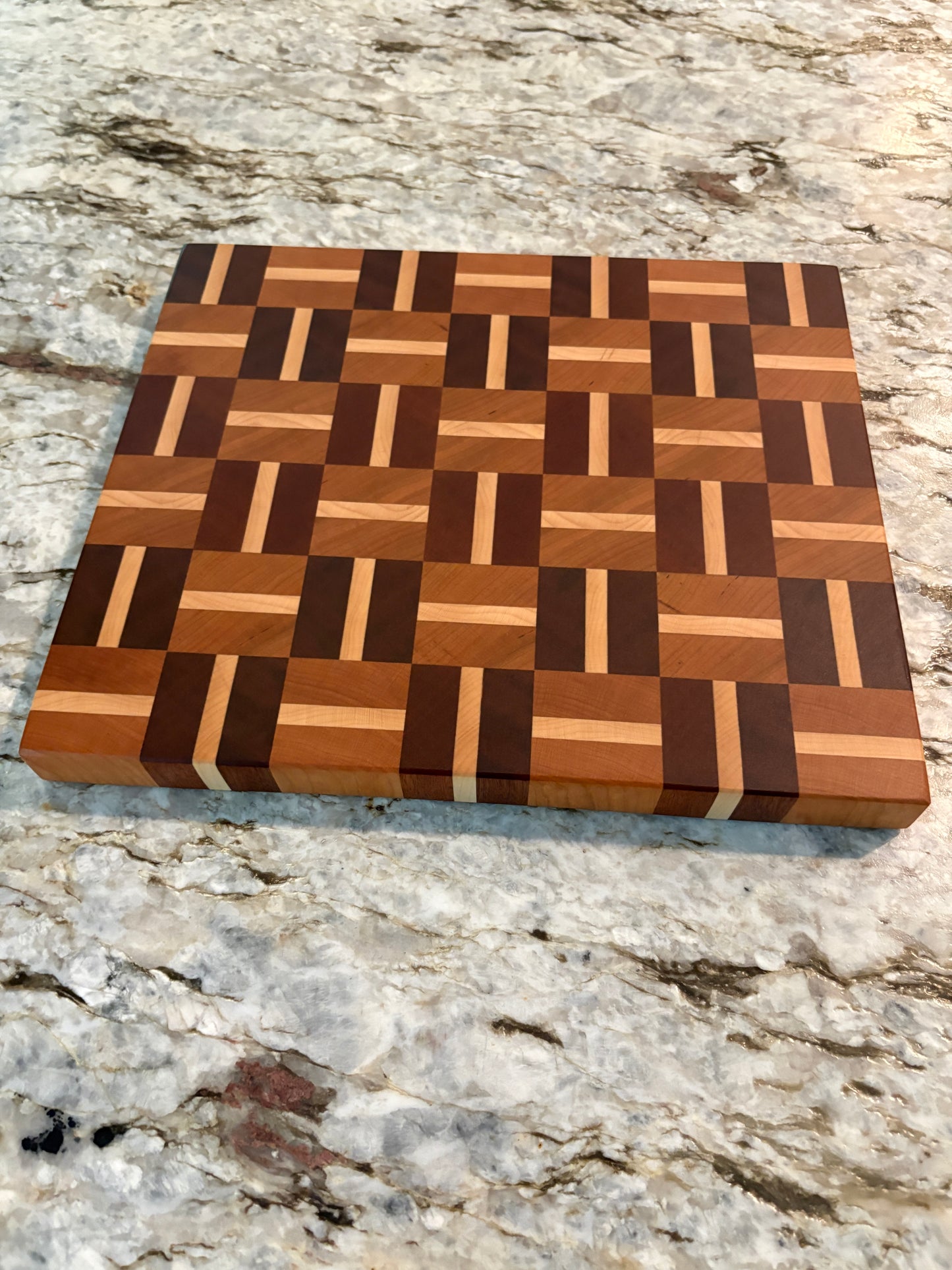 Basketweave end grain cutting board/chopping block Sapele, Cherry and Maple