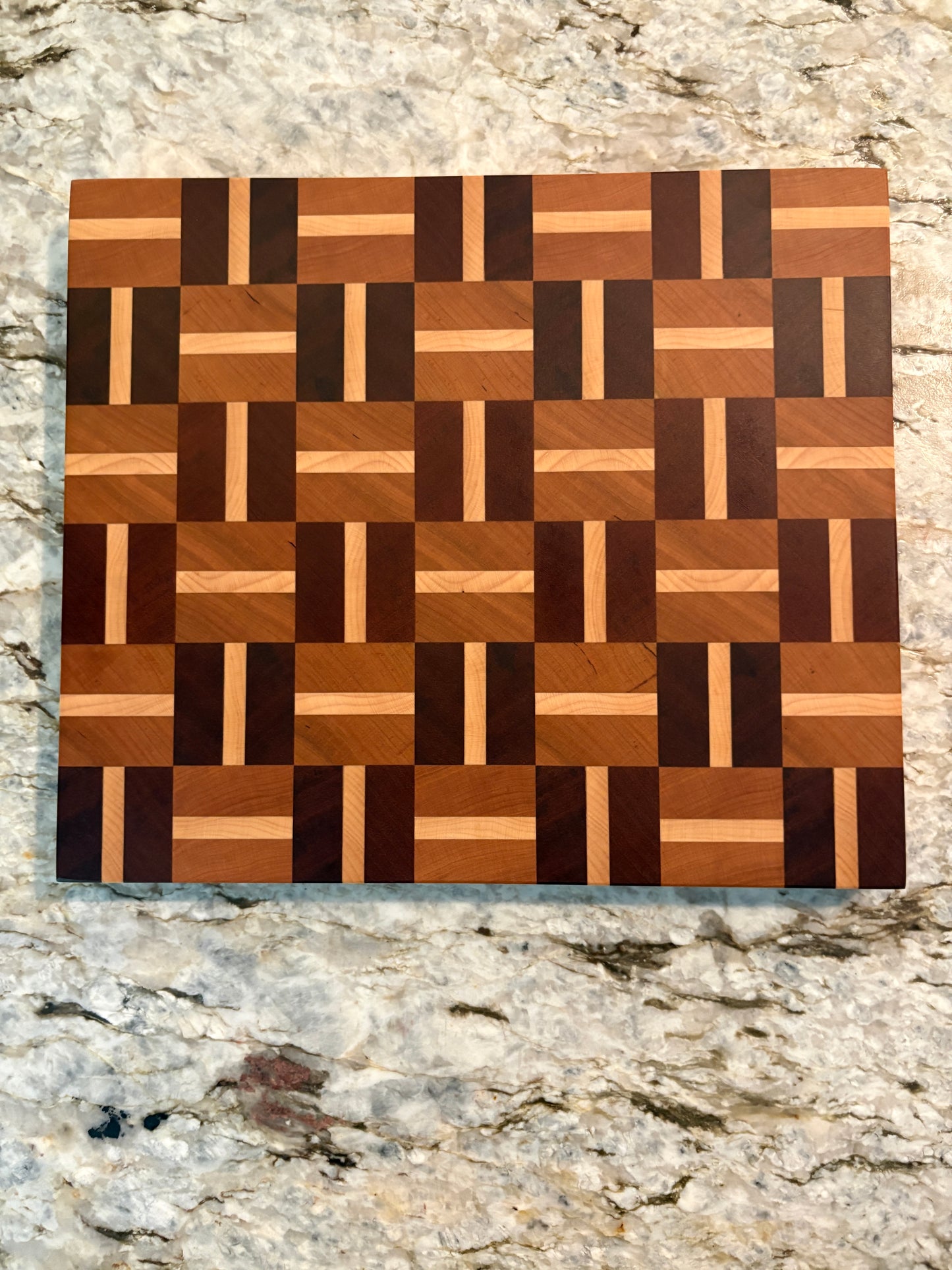 Basketweave end grain cutting board/chopping block Sapele, Cherry and Maple