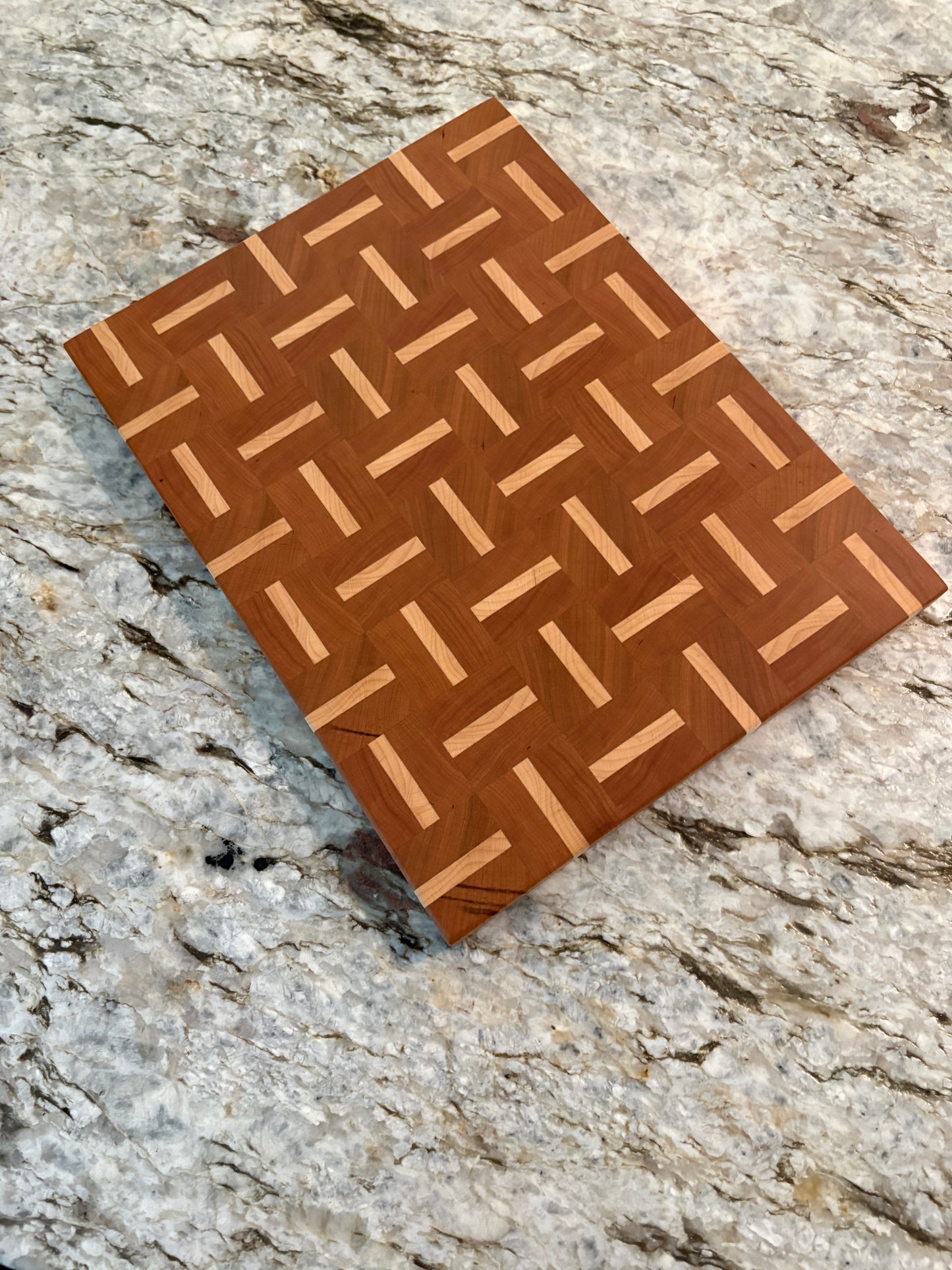 Basketweave end grain cutting board/chopping block Cherry and Maple