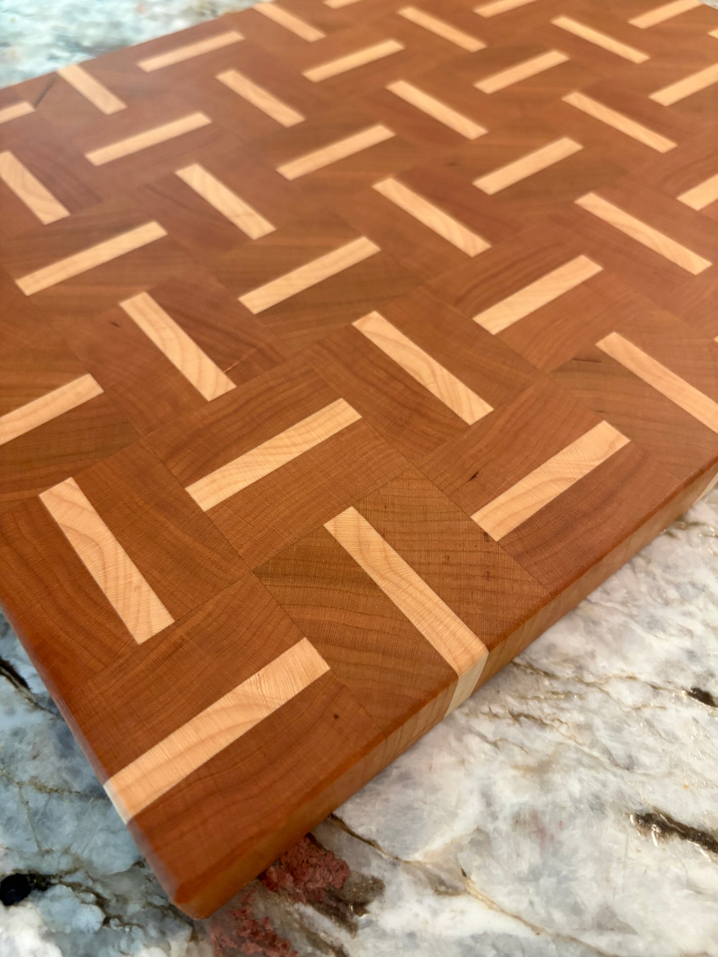 Basketweave end grain cutting board/chopping block Cherry and Maple