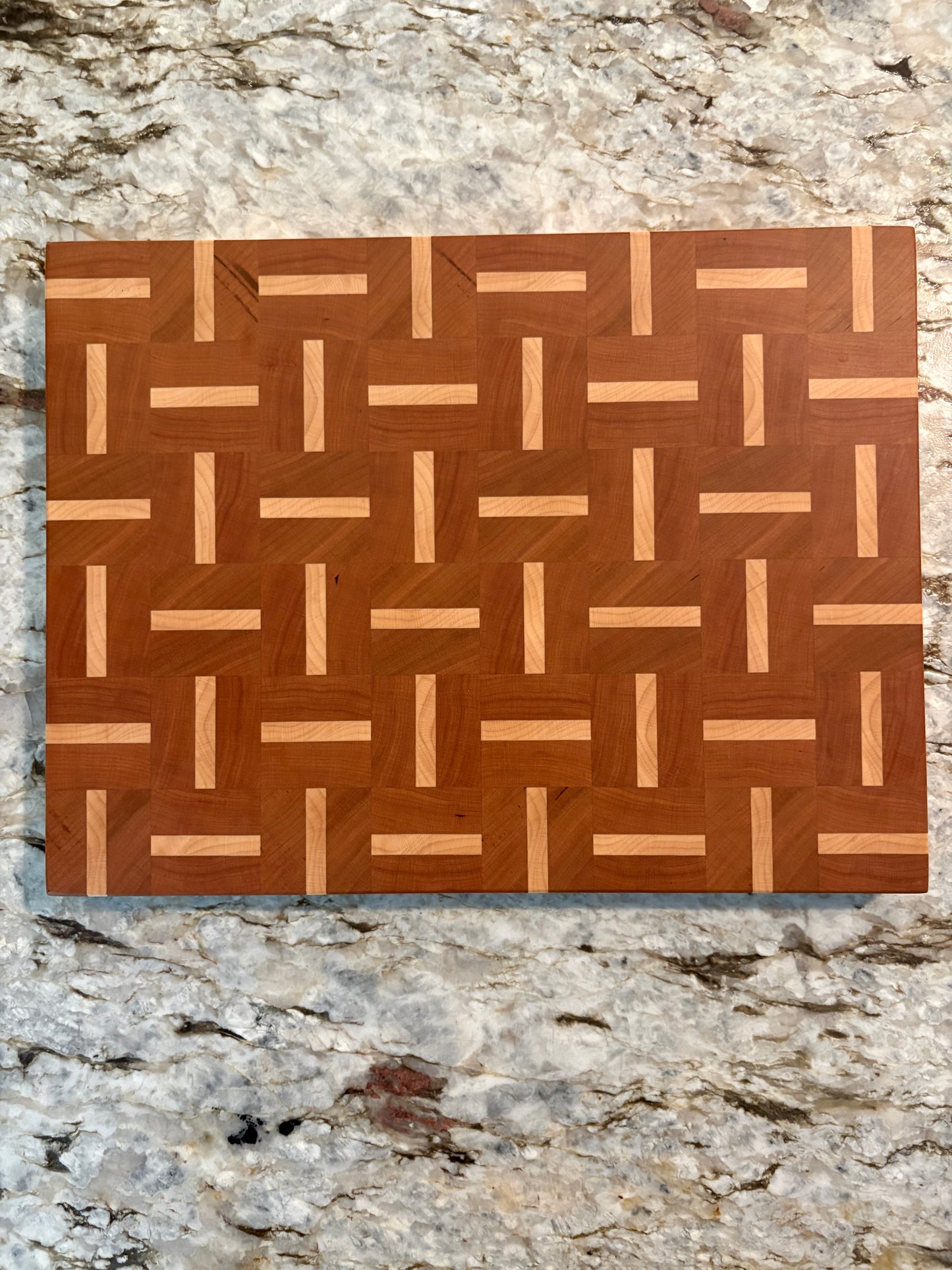 Basketweave end grain cutting board/chopping block Cherry and Maple