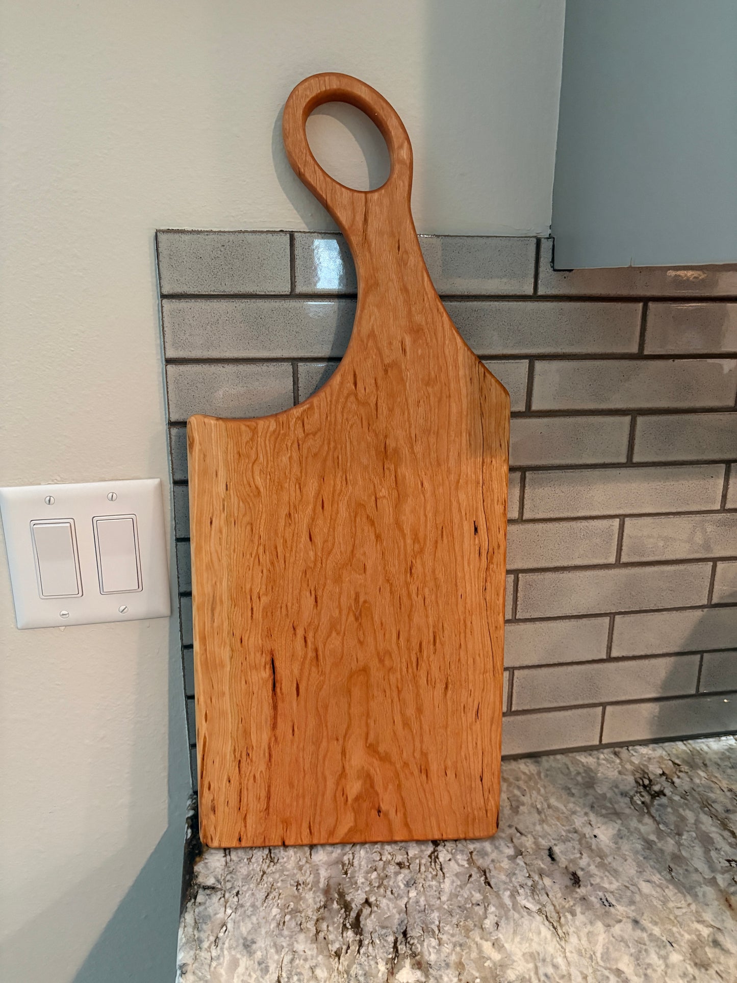 Classic birdseye/spalted cherry charcuterie board with handle