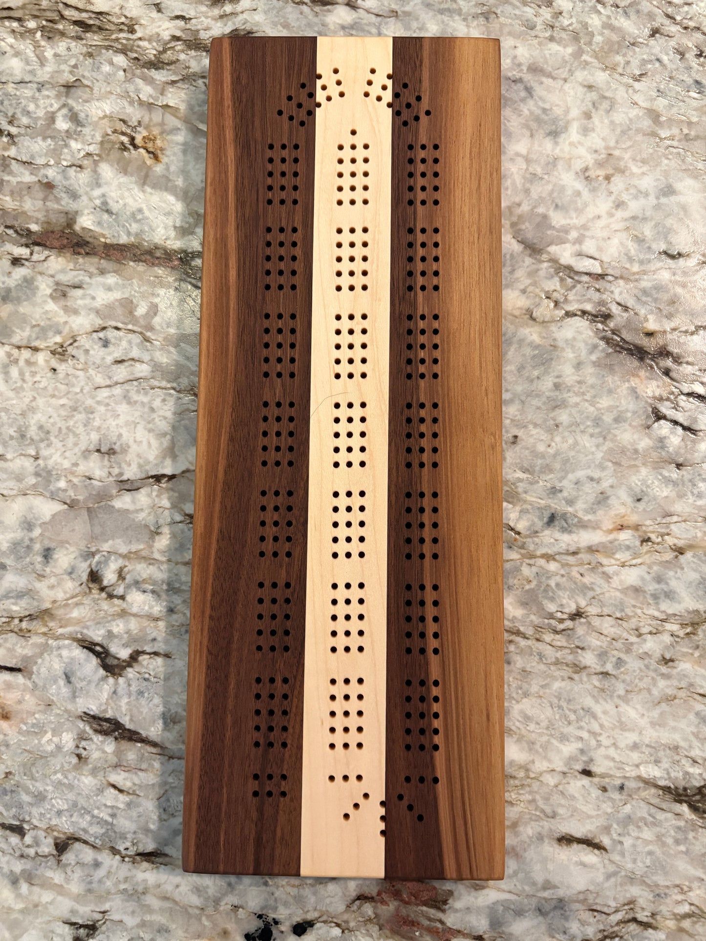 Walnut and Maple Cribbage Board (Customizable) - 3 lane