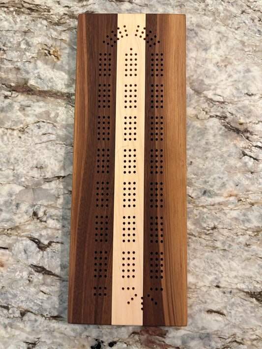Walnut and Maple Cribbage Board (Customizable) - 3 lane