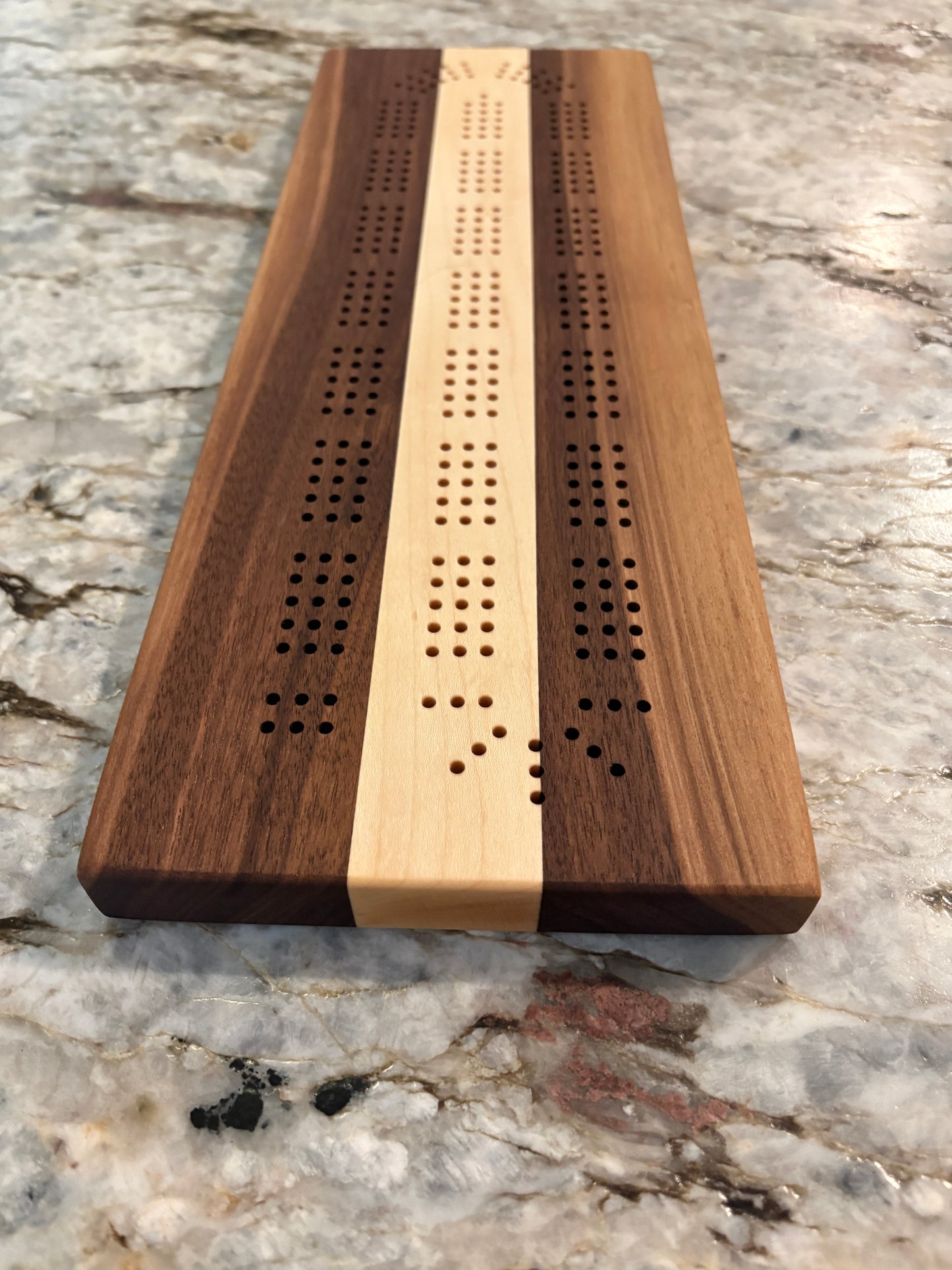 Walnut and Maple Cribbage Board (Customizable) - 3 lane