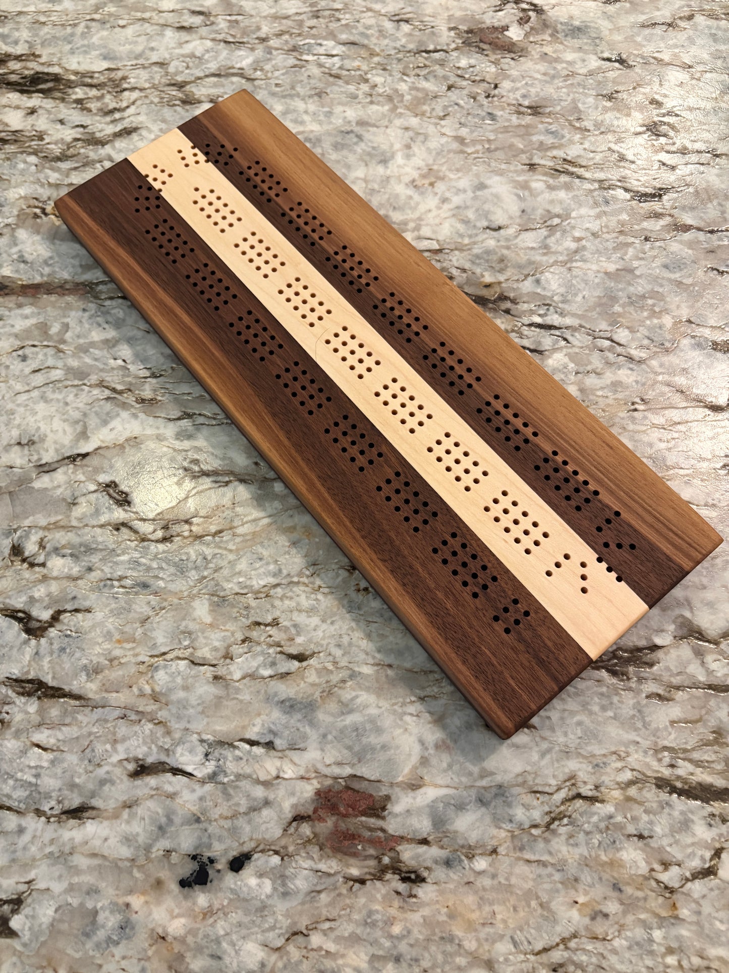 Walnut and Maple Cribbage Board (Customizable) - 3 lane