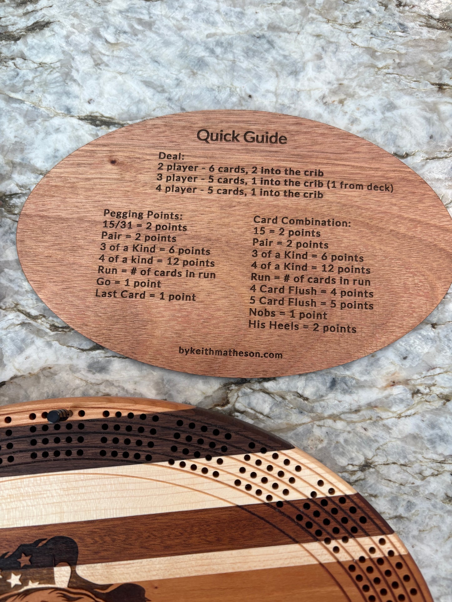 American Flag with Bald Eagle Cribbage board - Cherry Walnut and Maple - 4 lane