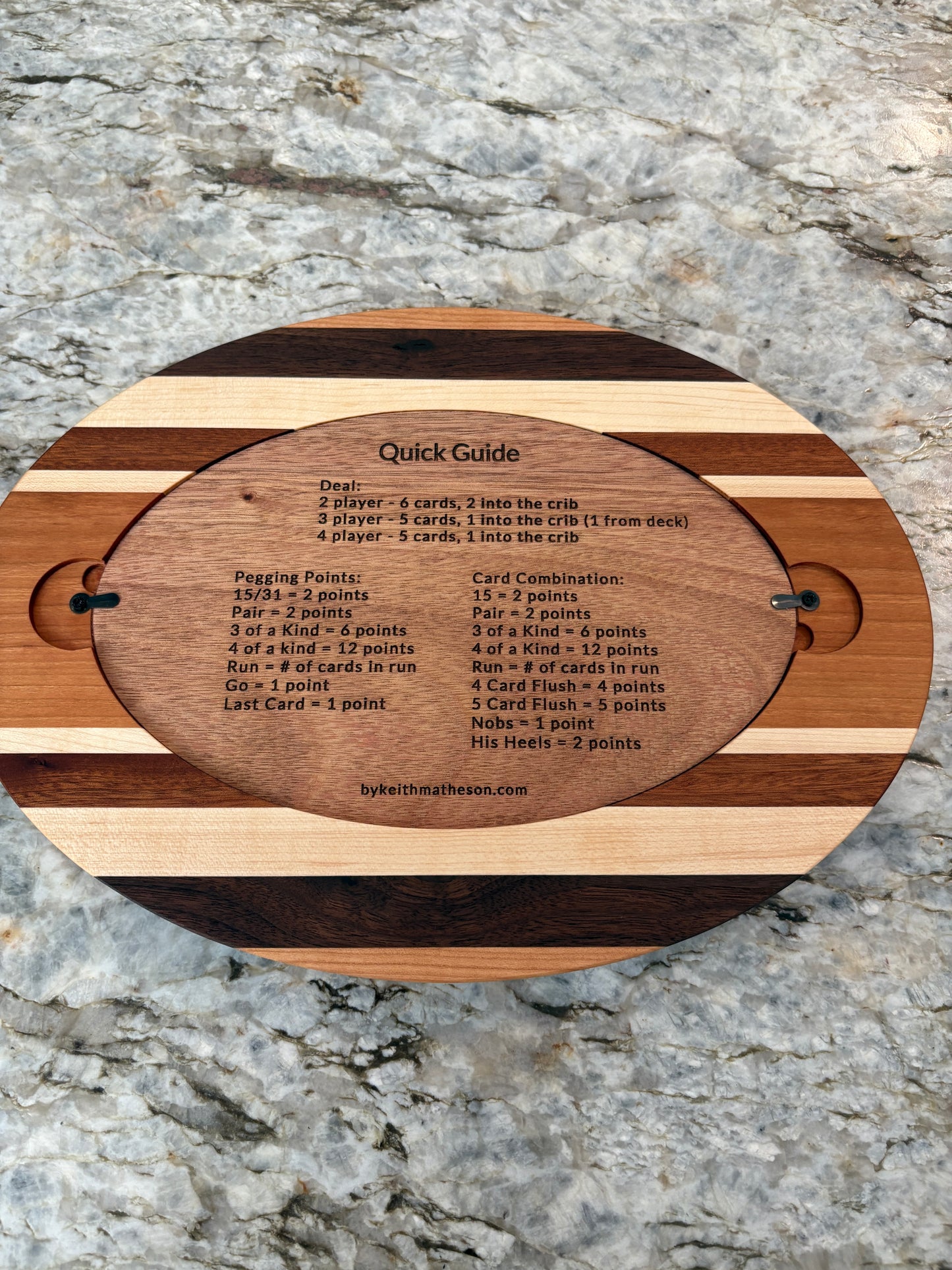 American Flag with Bald Eagle Cribbage board - Cherry Walnut and Maple - 4 lane