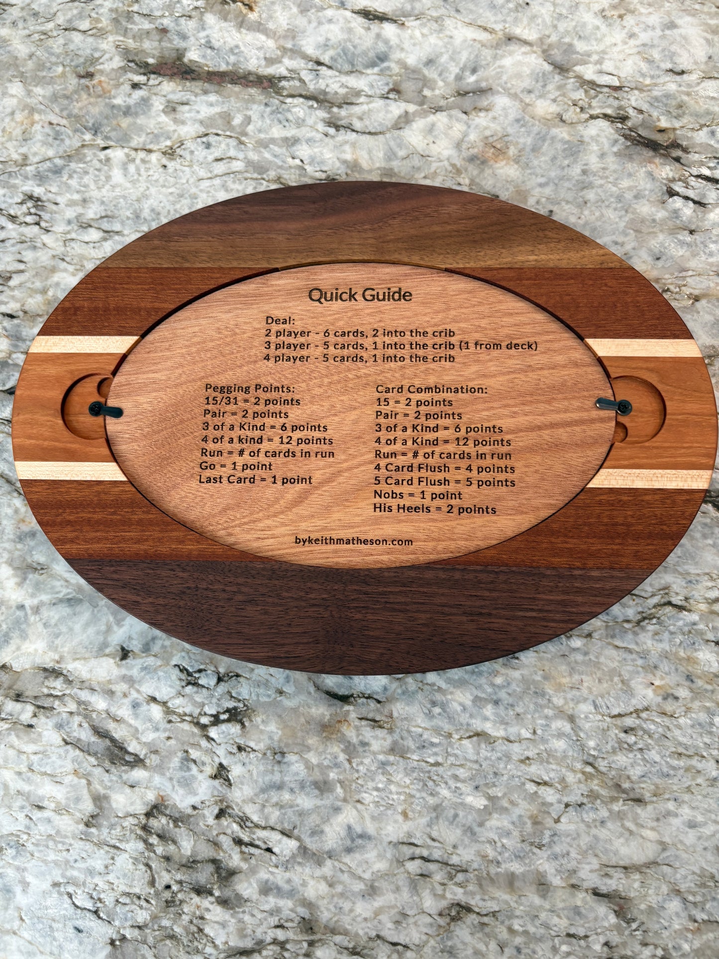 Bigfoot and American Flag Cribbage board - Walnut, Sapele, Maple and Cherry - 4 lane