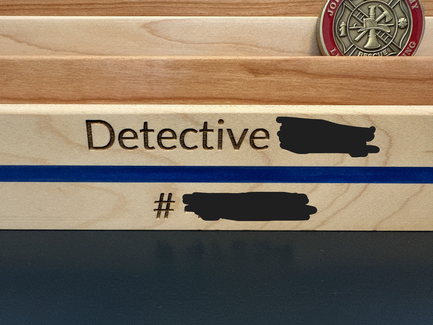 Challenge Coin Display - available with Thin Blue Line or Thin Red Line