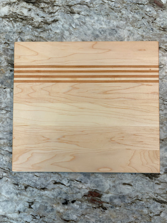 Maple cutting board with Cherry/Maple accent strips