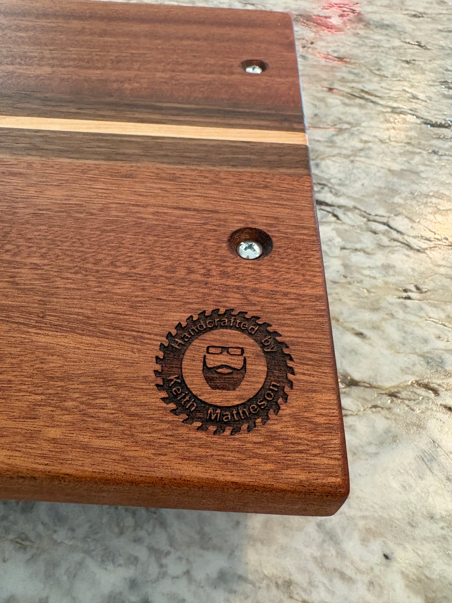 Sapele, Walnut and Maple serving tray with handles