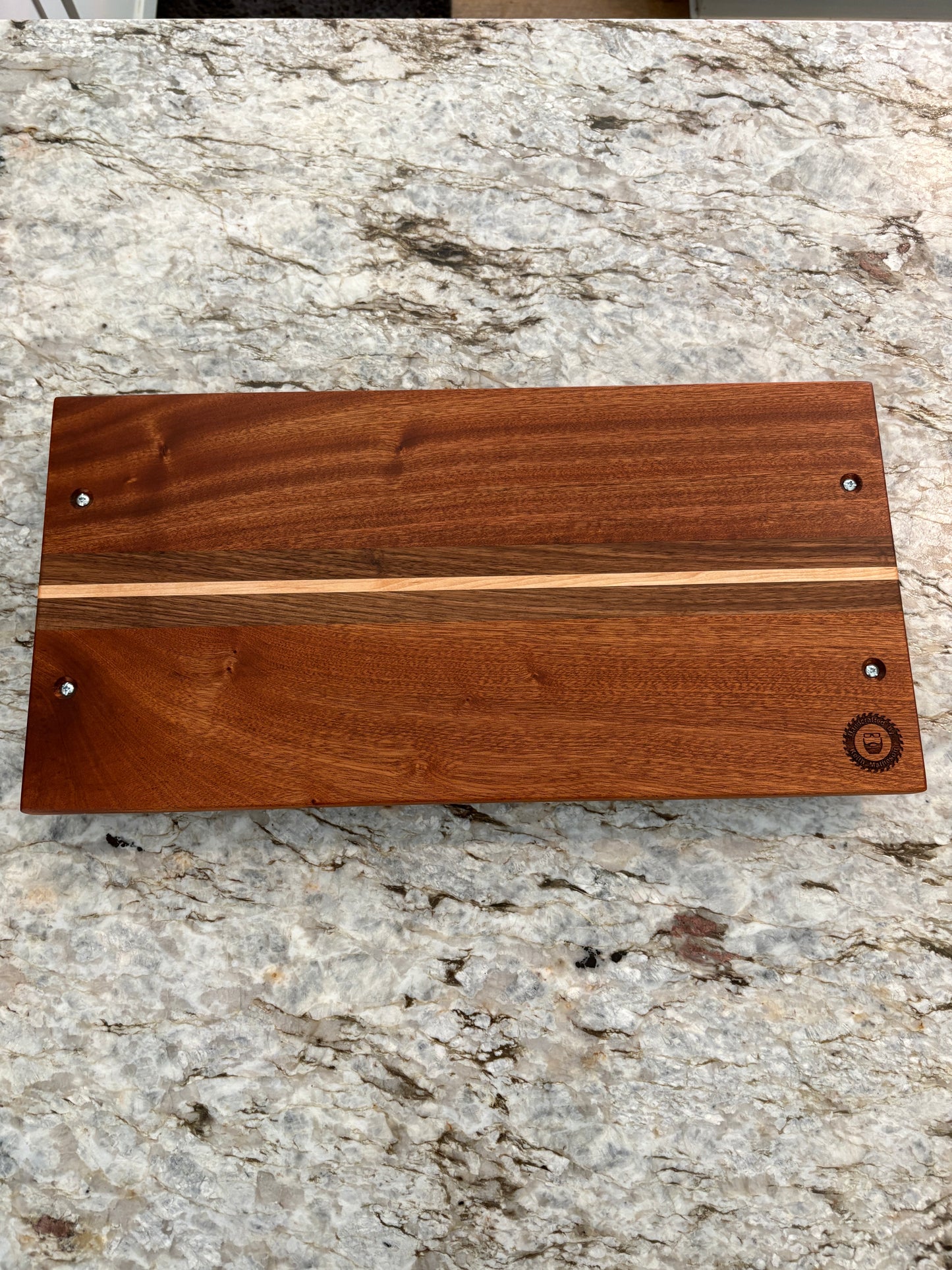 Sapele, Walnut and Maple serving tray with handles
