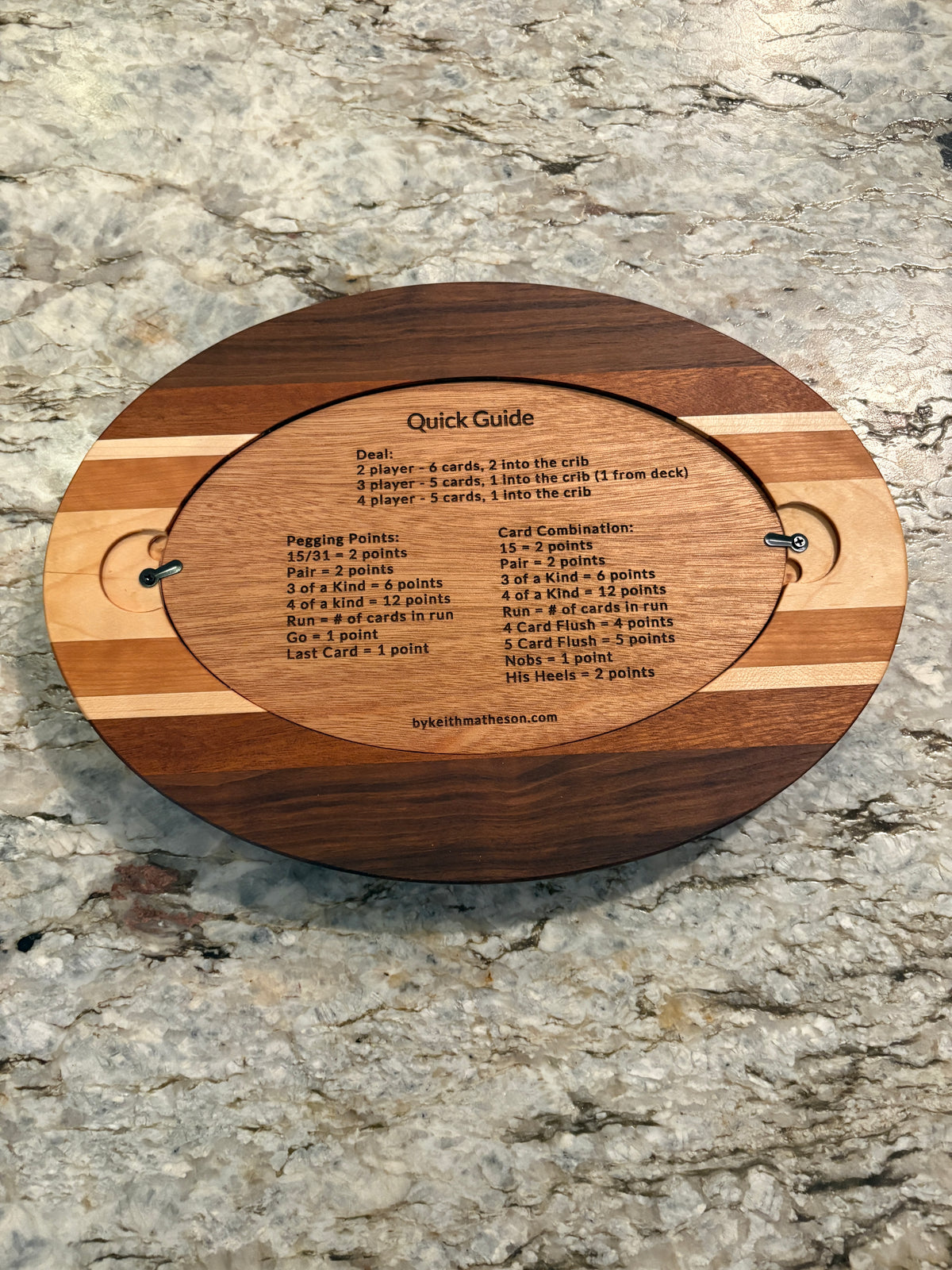 American Flag with Bald Eagle Cribbage board - Cherry, Walnut, Sapele and Maple - 4 lane