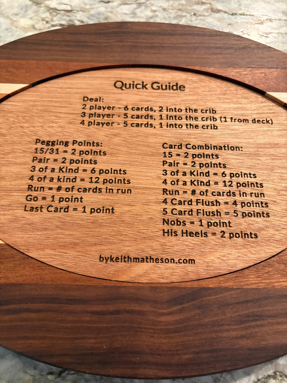 American Flag with Bald Eagle Cribbage board - Cherry, Walnut, Sapele and Maple - 4 lane