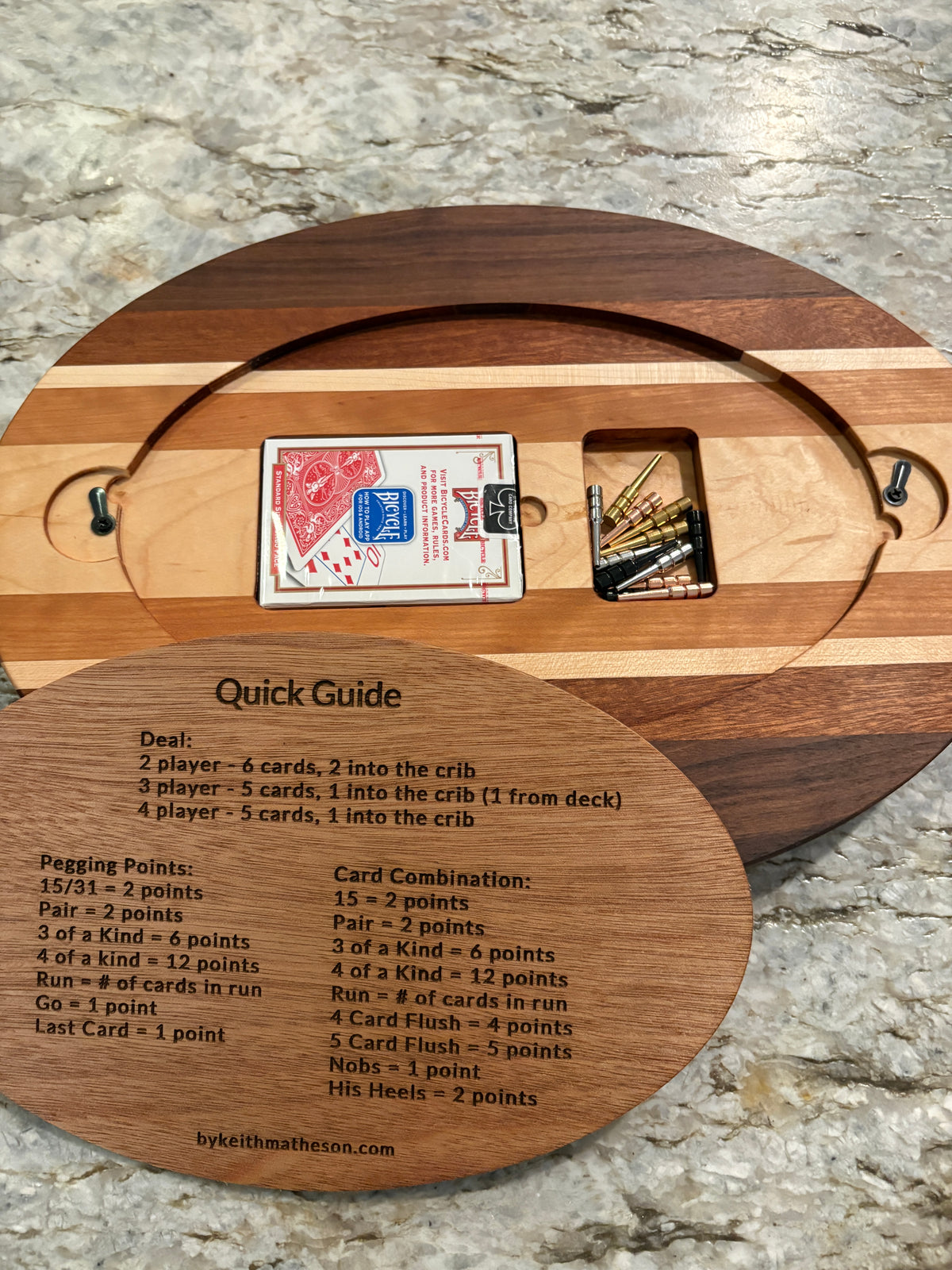 American Flag with Bald Eagle Cribbage board - Cherry, Walnut, Sapele and Maple - 4 lane