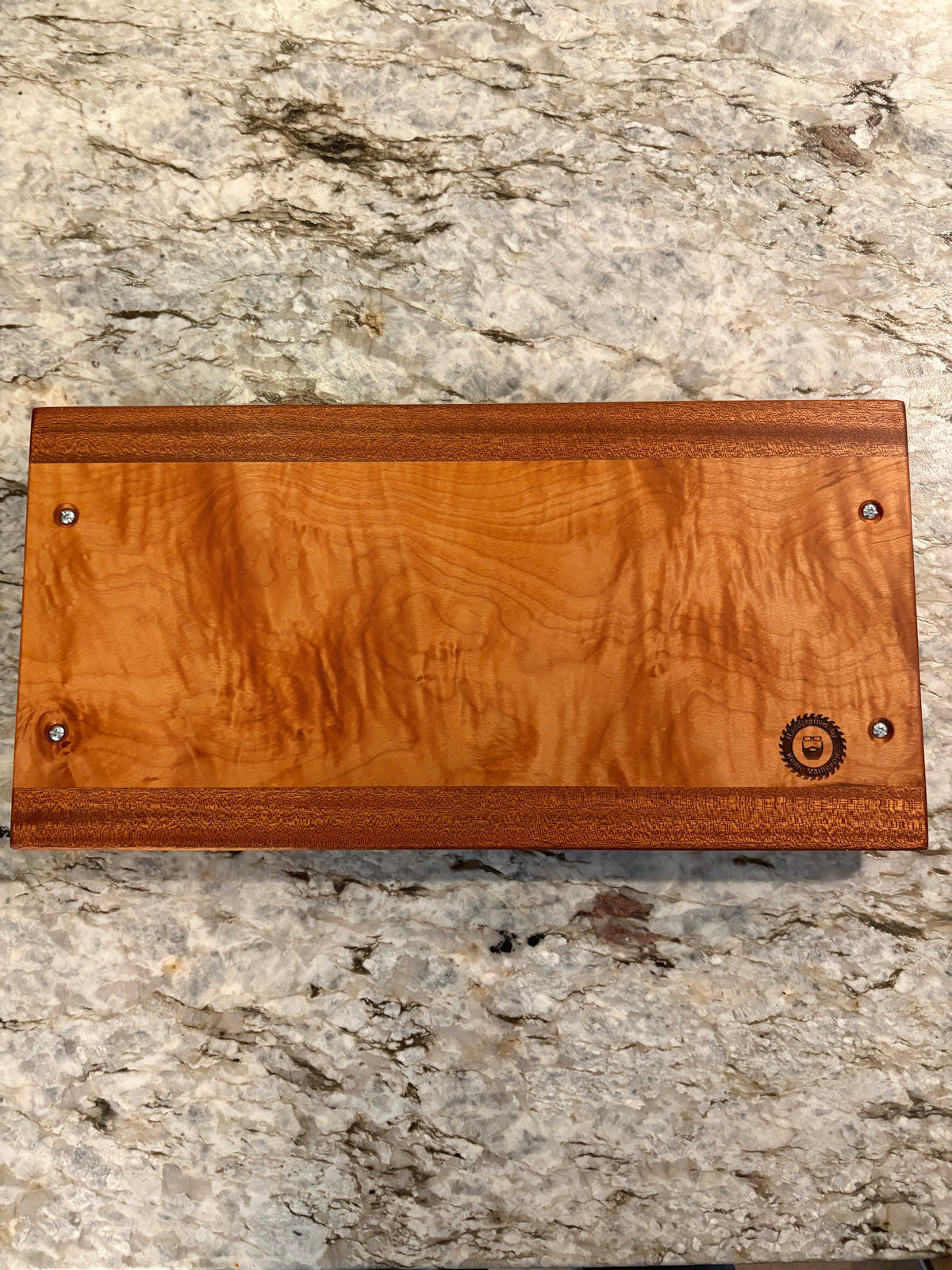 Figured Maple and Sapele Serving/Charcuterie Board with handles