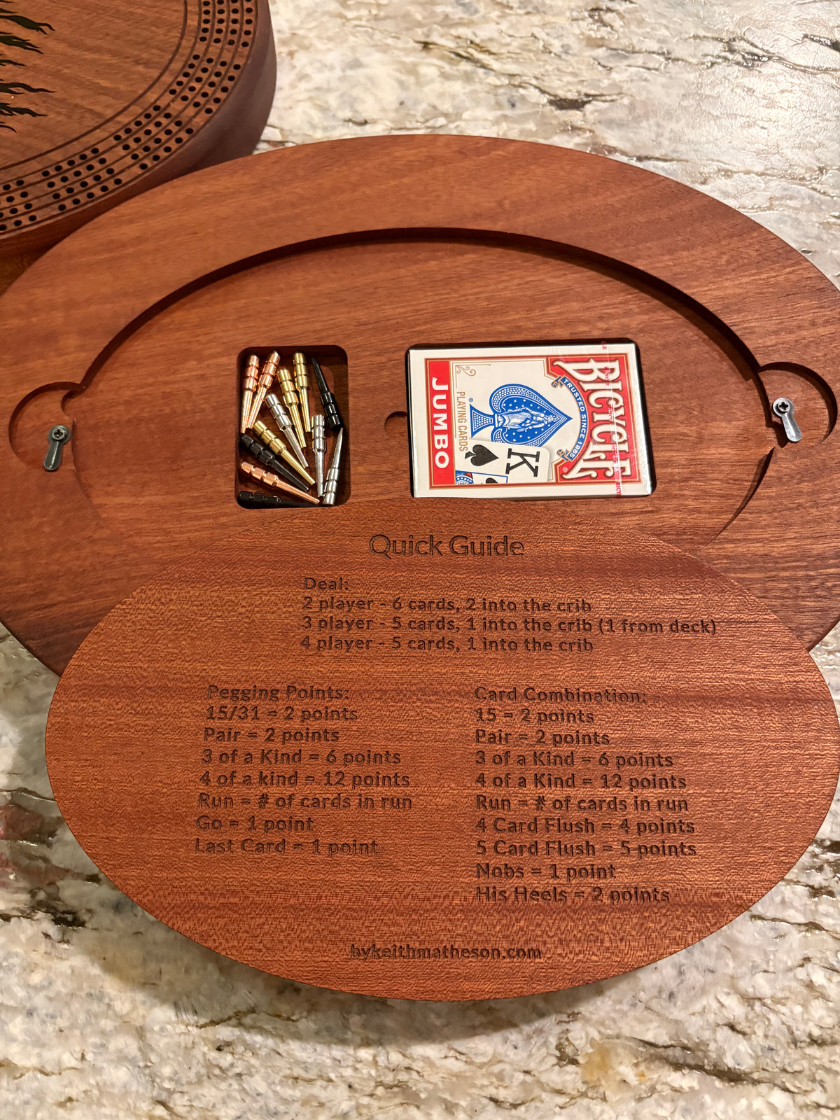 American Flag with Bald Eagle Cribbage board - Sapele - 4 lane