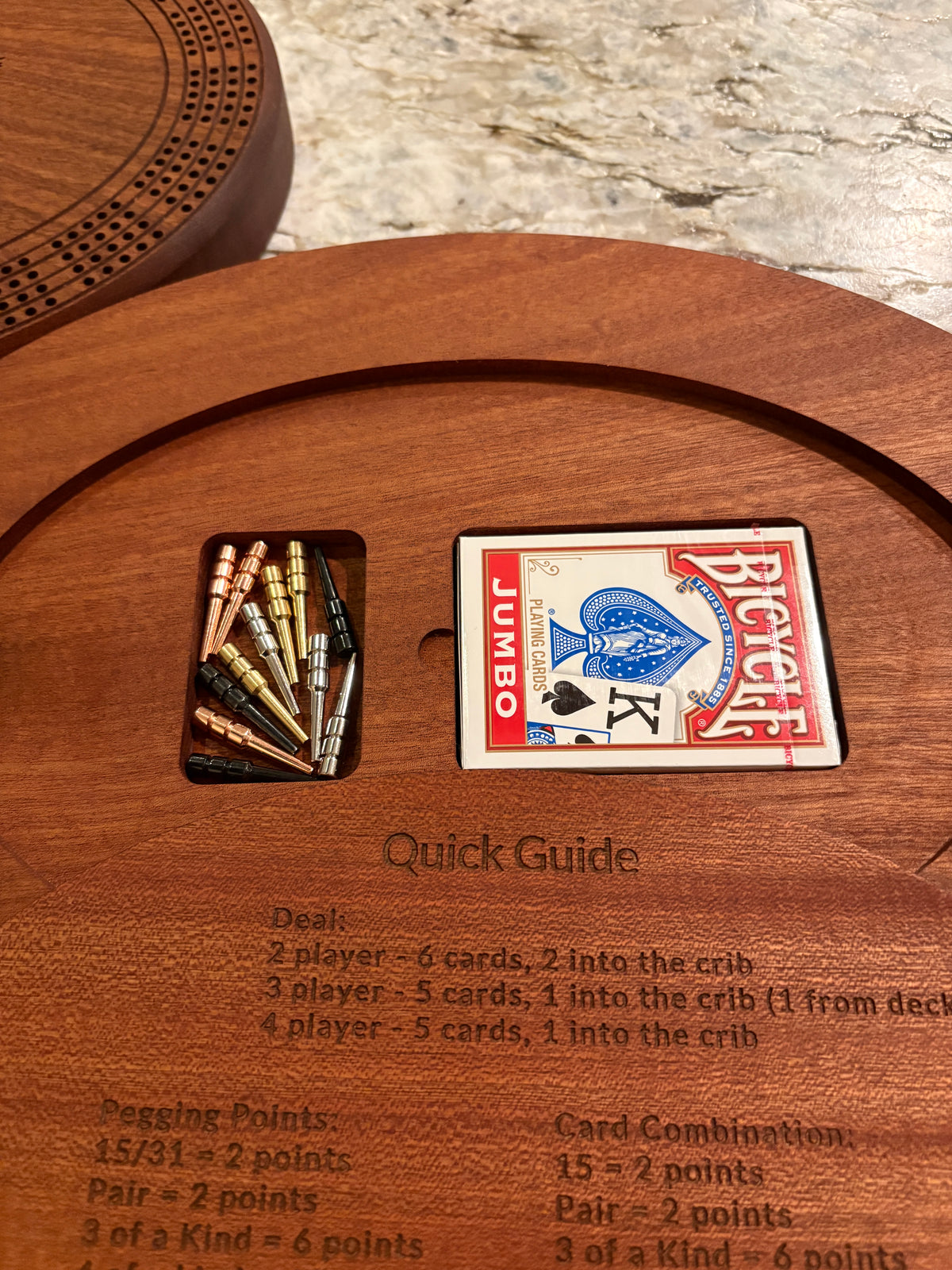American Flag with Bald Eagle Cribbage board - Sapele - 4 lane