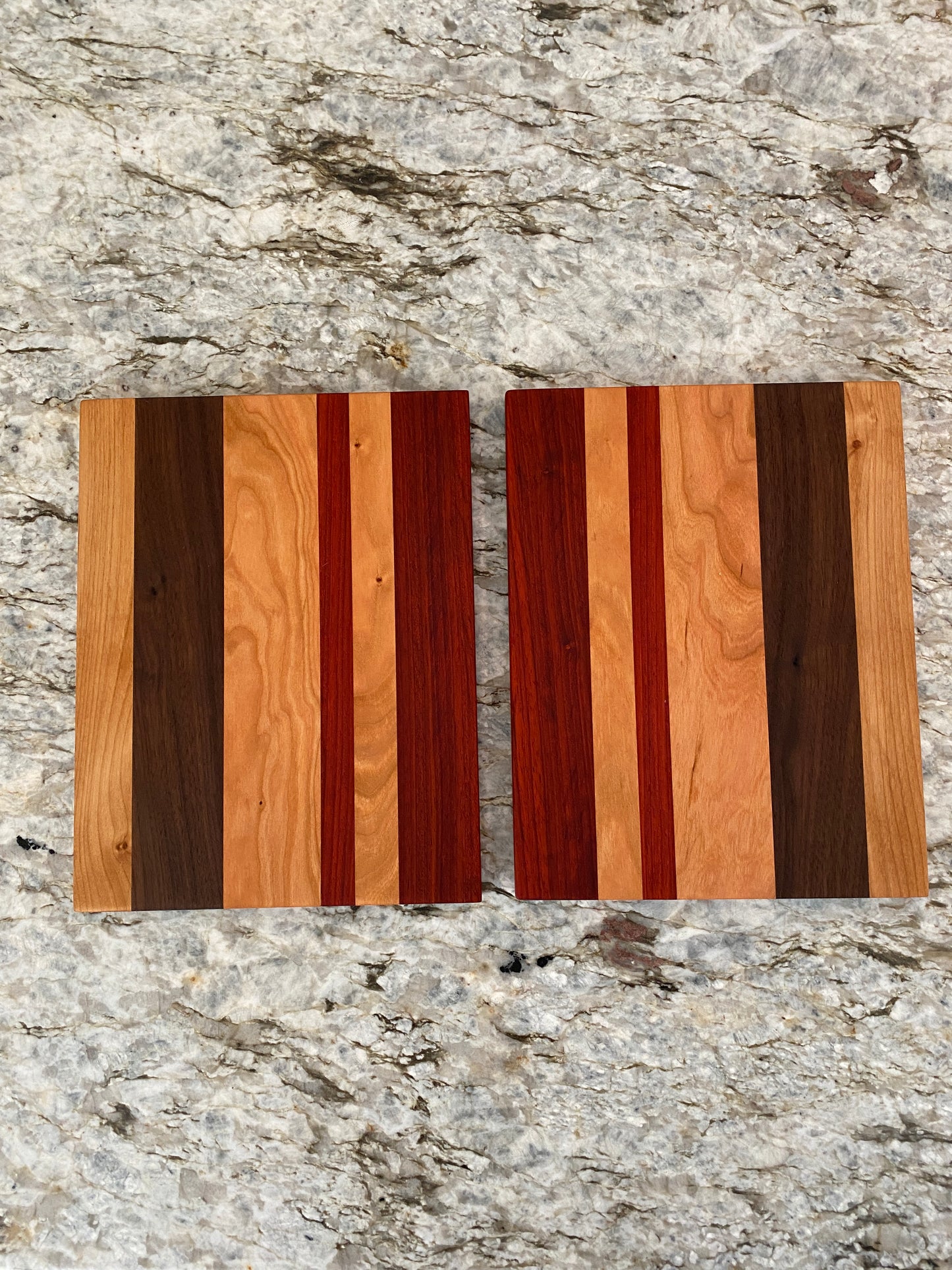 Padauk, Walnut, and Cherry cutting board