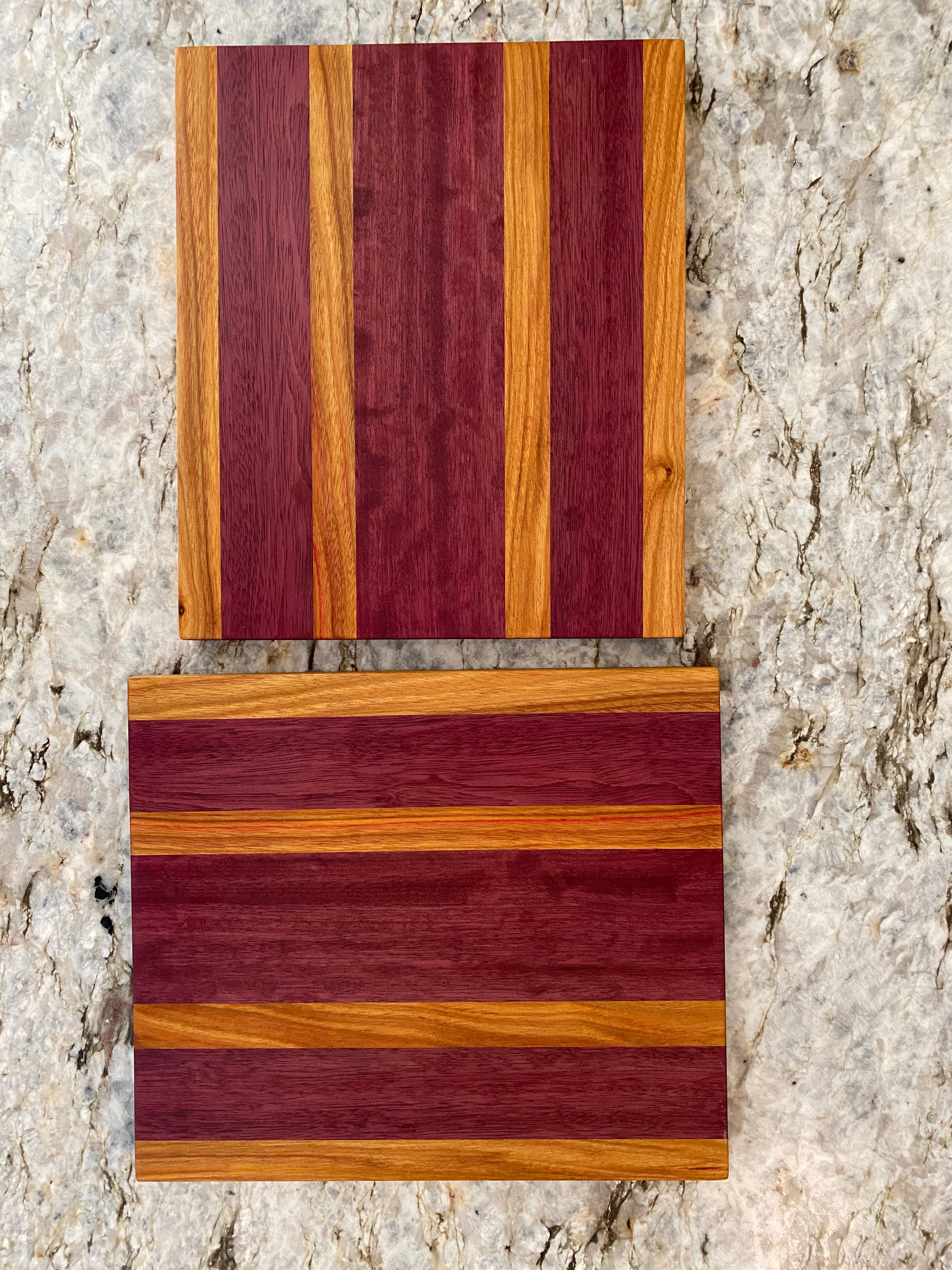 Padauk, Canary wood, Purpleheart and store Walnut Cutting Board