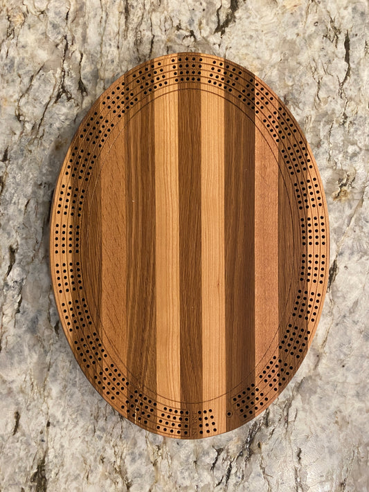 Cribbage board - Cherry and Oak (Customizable) - 4 lane